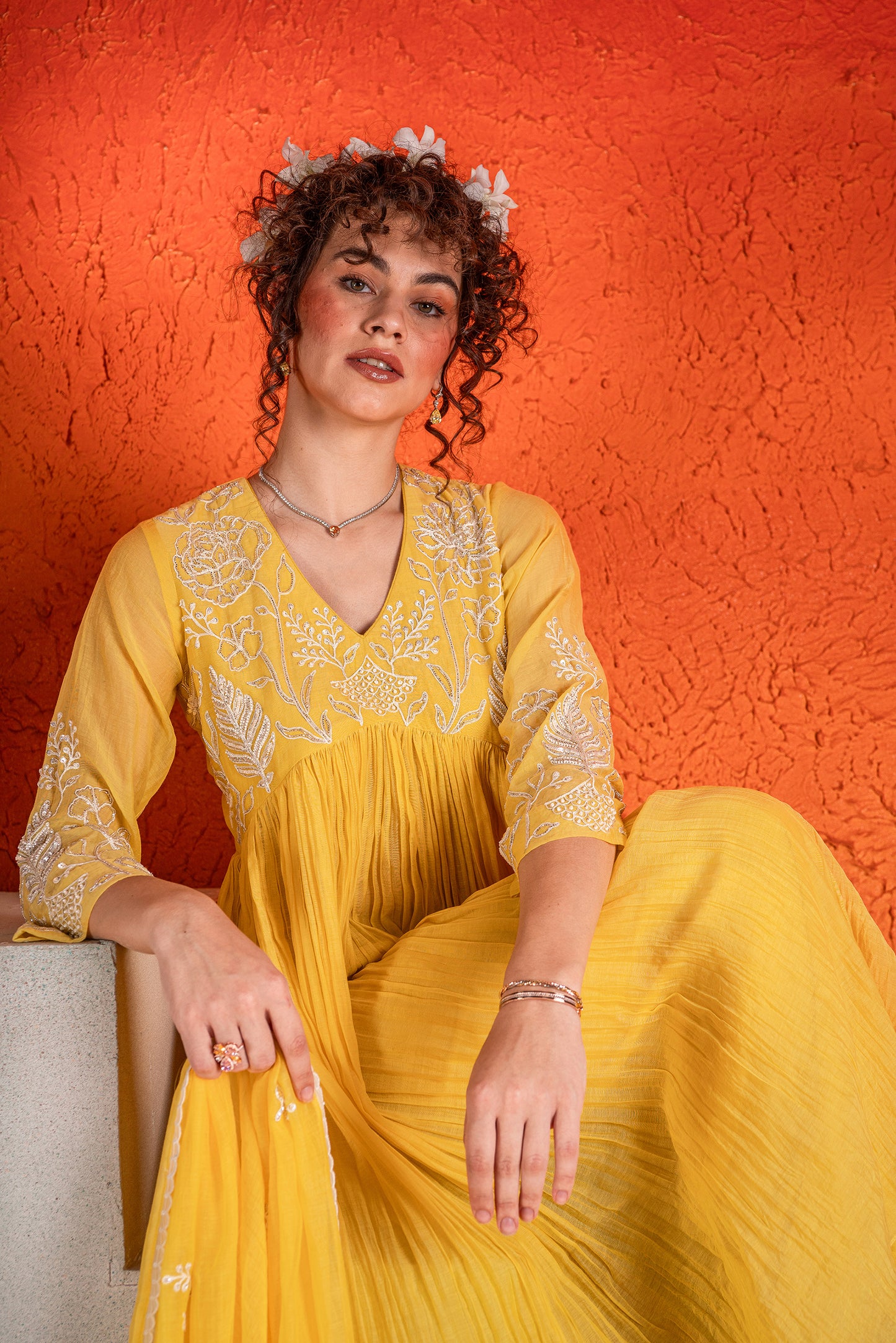 YELLOW ANARKALI SET