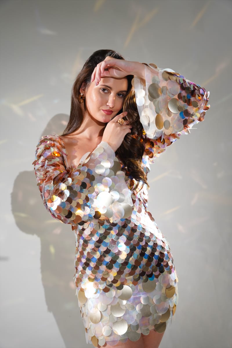 ISLA METTALIC SEQUIN MINI DRESS