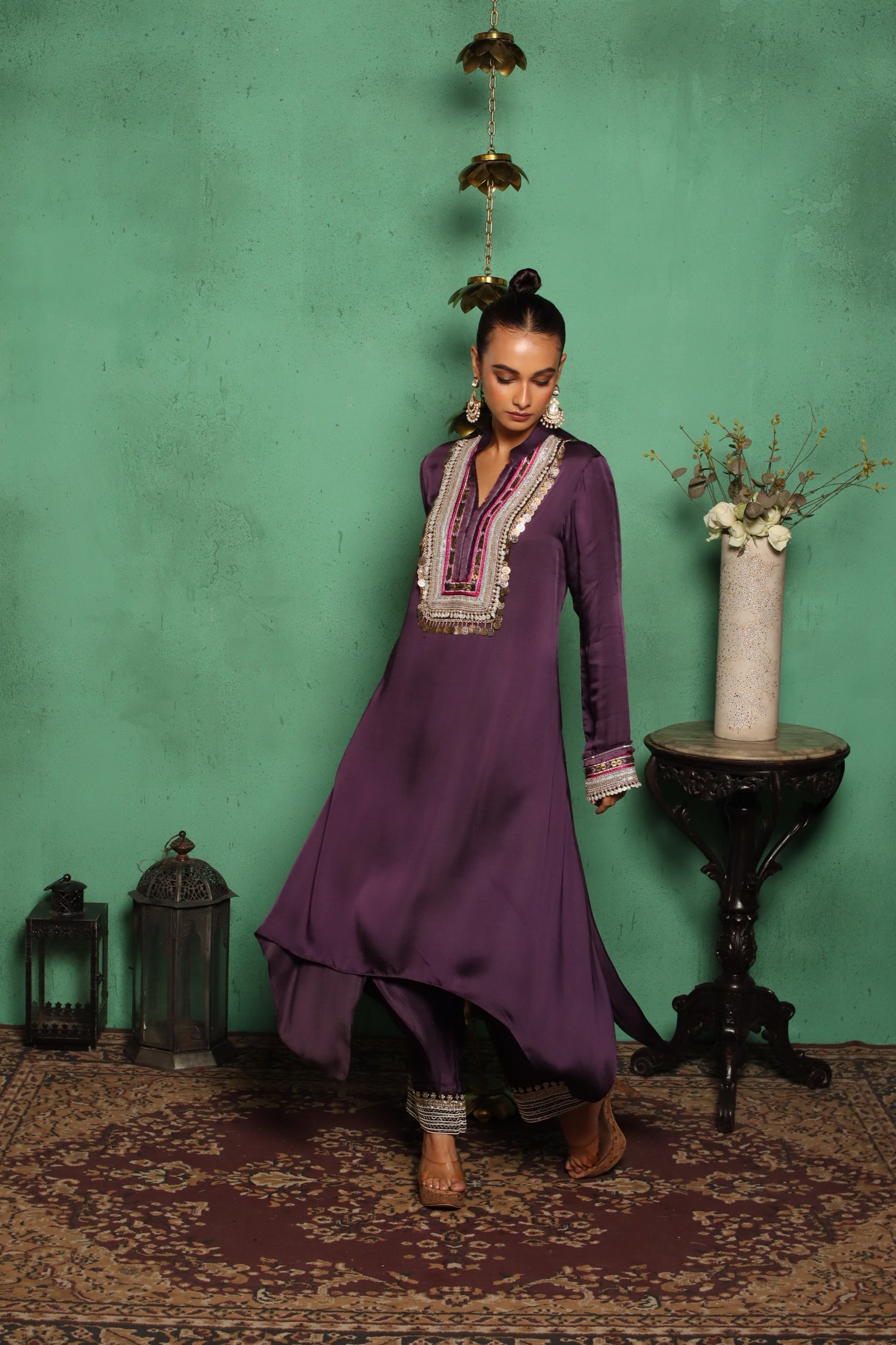 PURPLE COIN KURTA