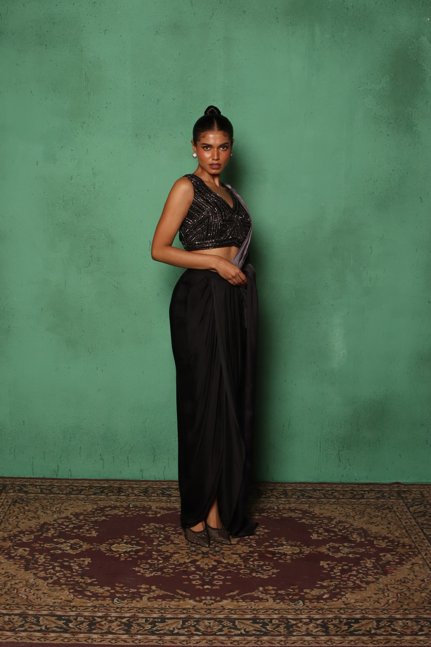 OMBRE BLEND DRAPE SKIRT SET