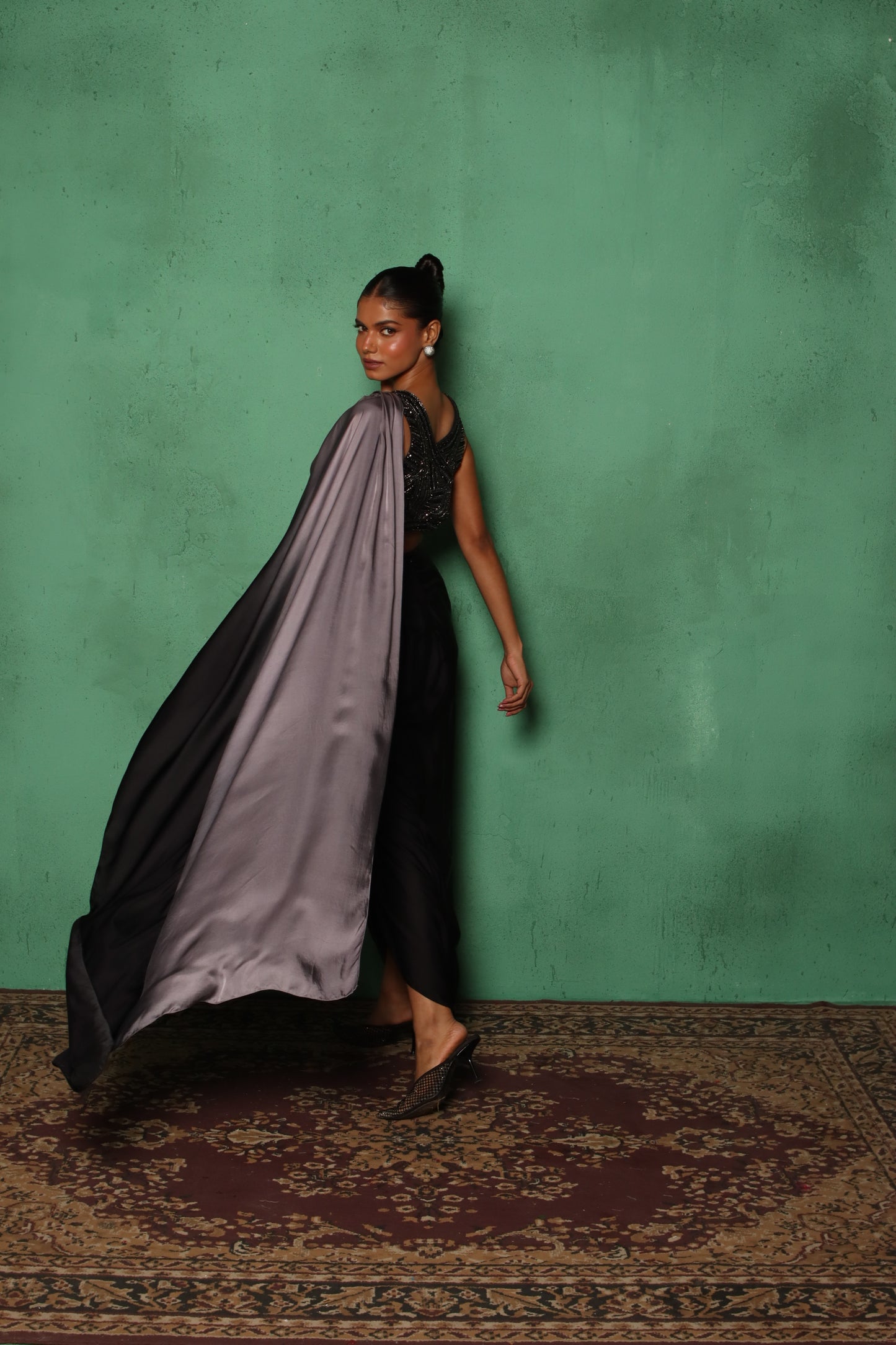 OMBRE BLEND DRAPE SKIRT SET
