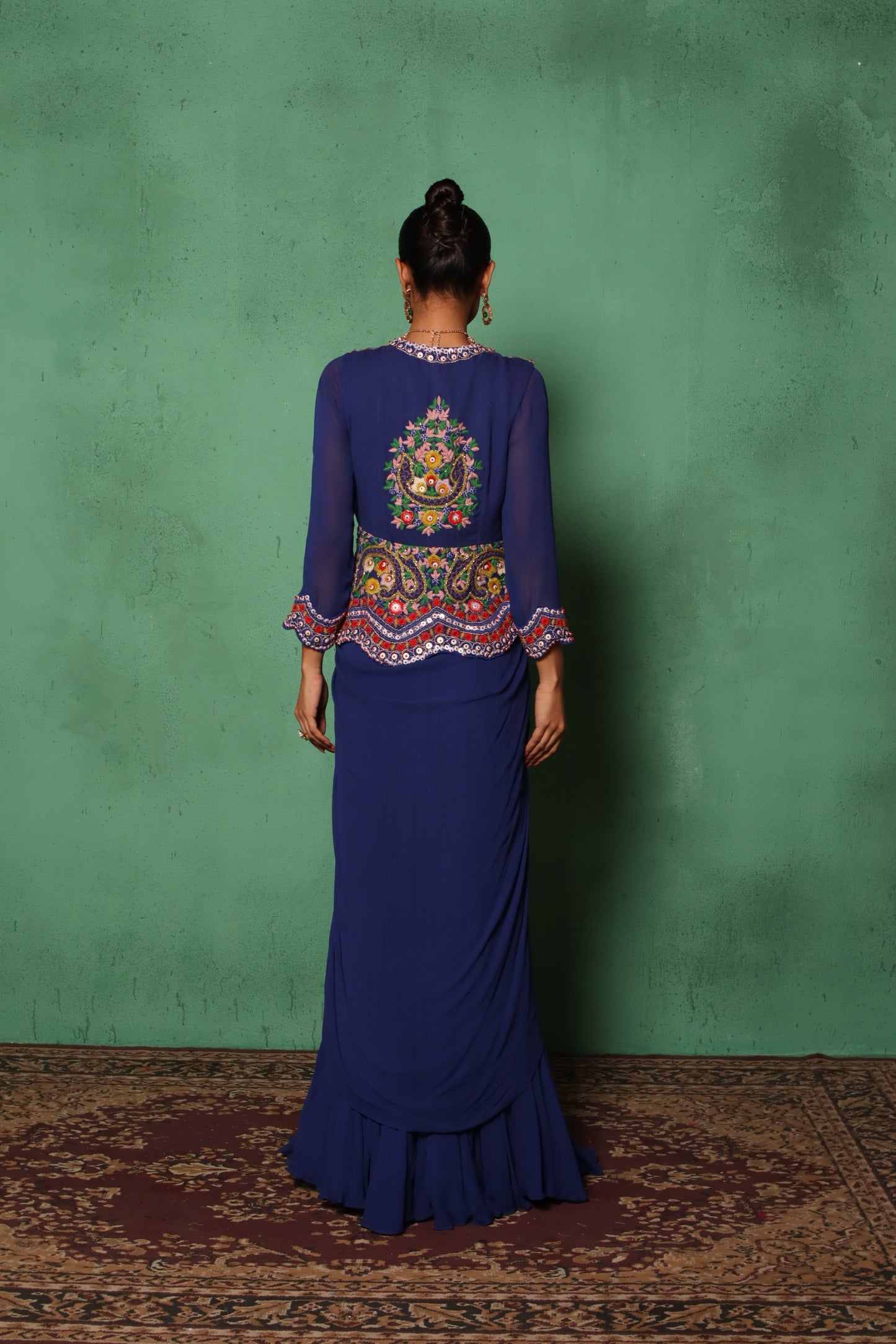 BLUE BEADED GOWN SET