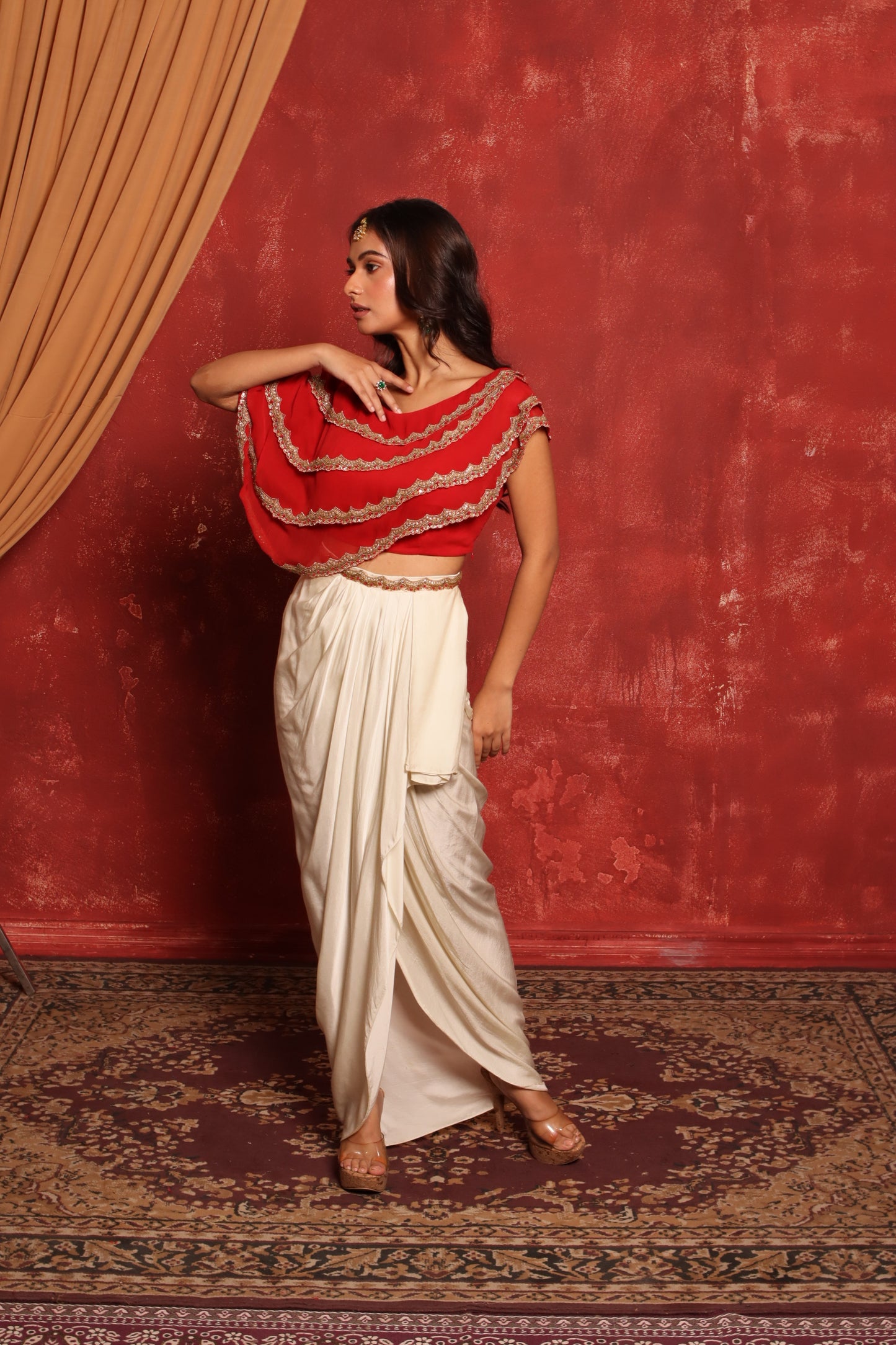 LAYERED CAPE DHOTI SET