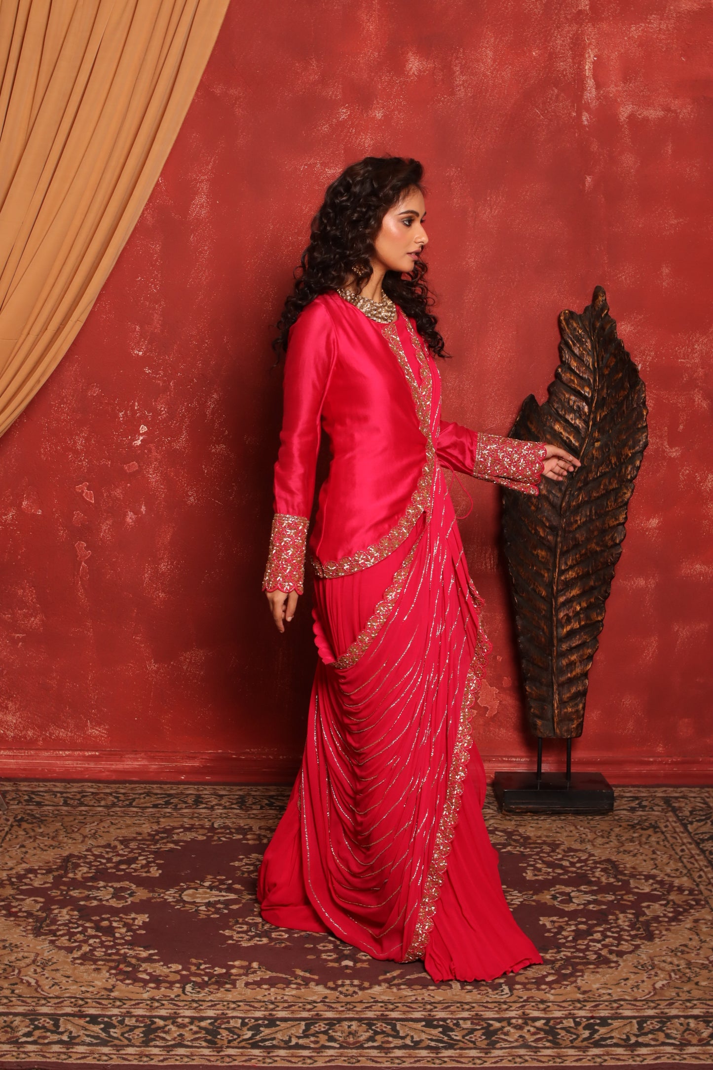 HOT PINK FUSION DRAPE ANARKALI
