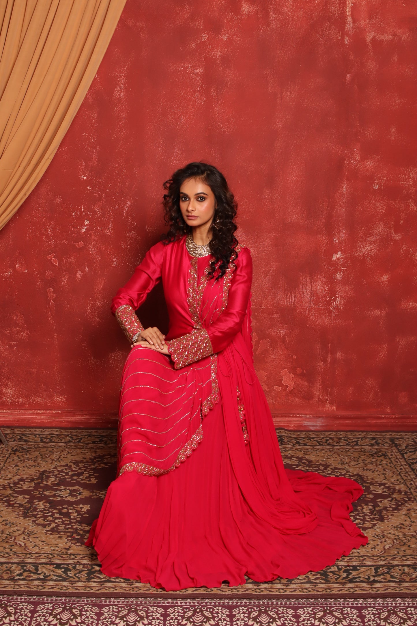HOT PINK FUSION DRAPE ANARKALI