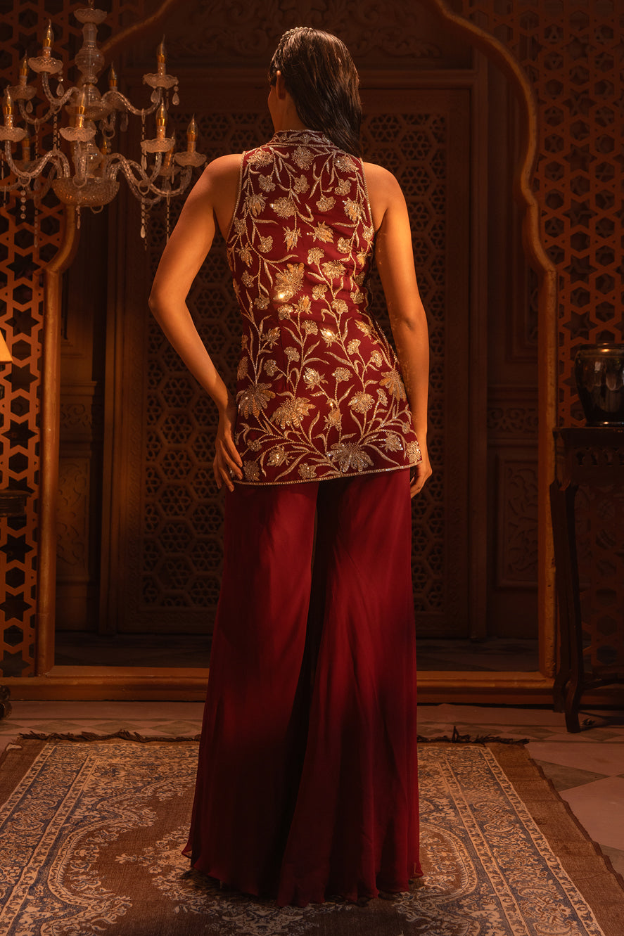MAROON JACKET SET