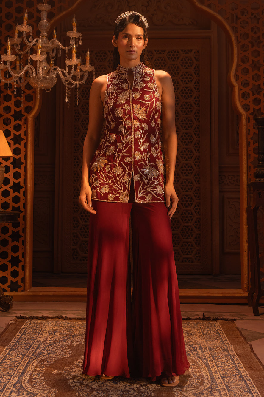 MAROON JACKET SET