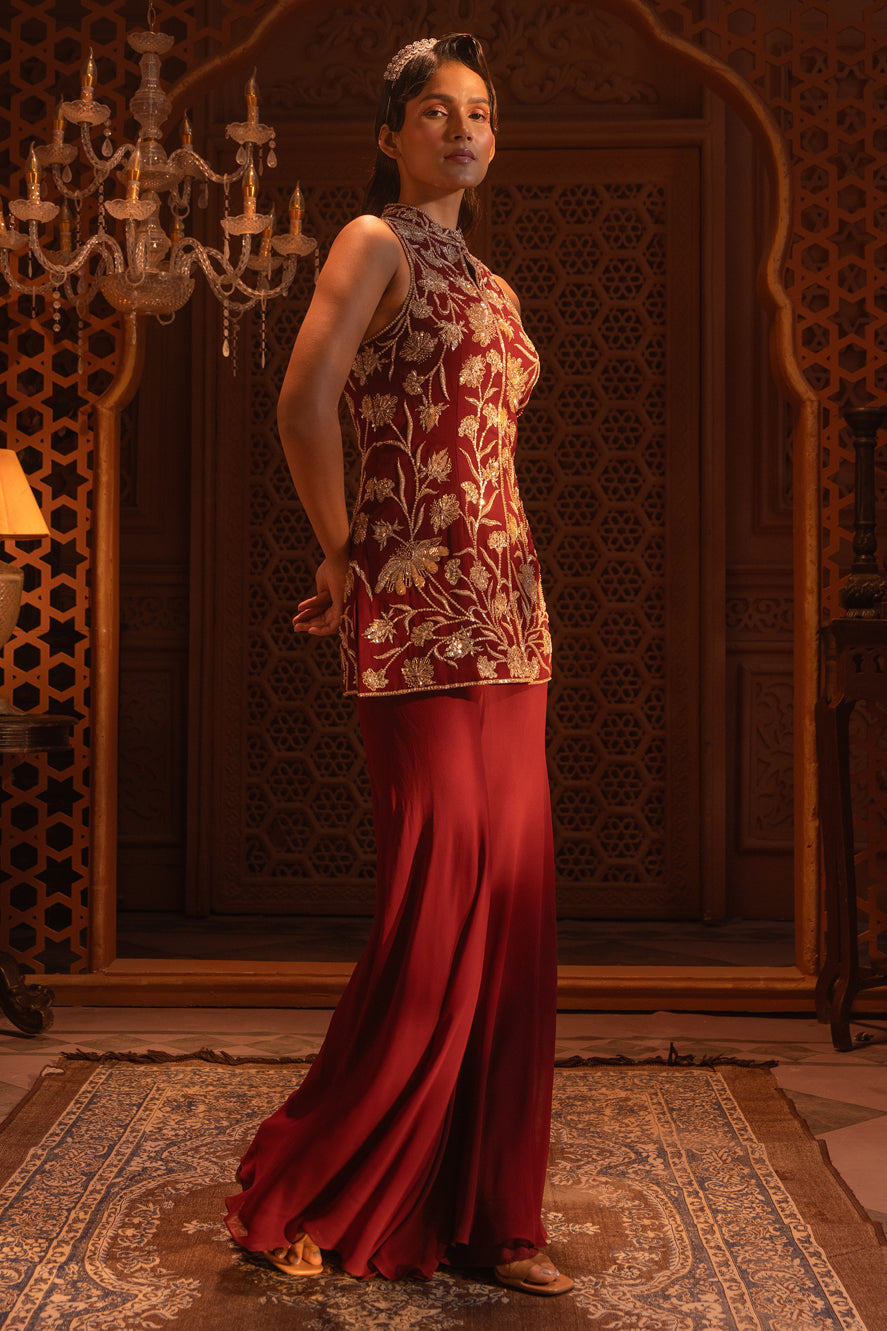MAROON JACKET SET