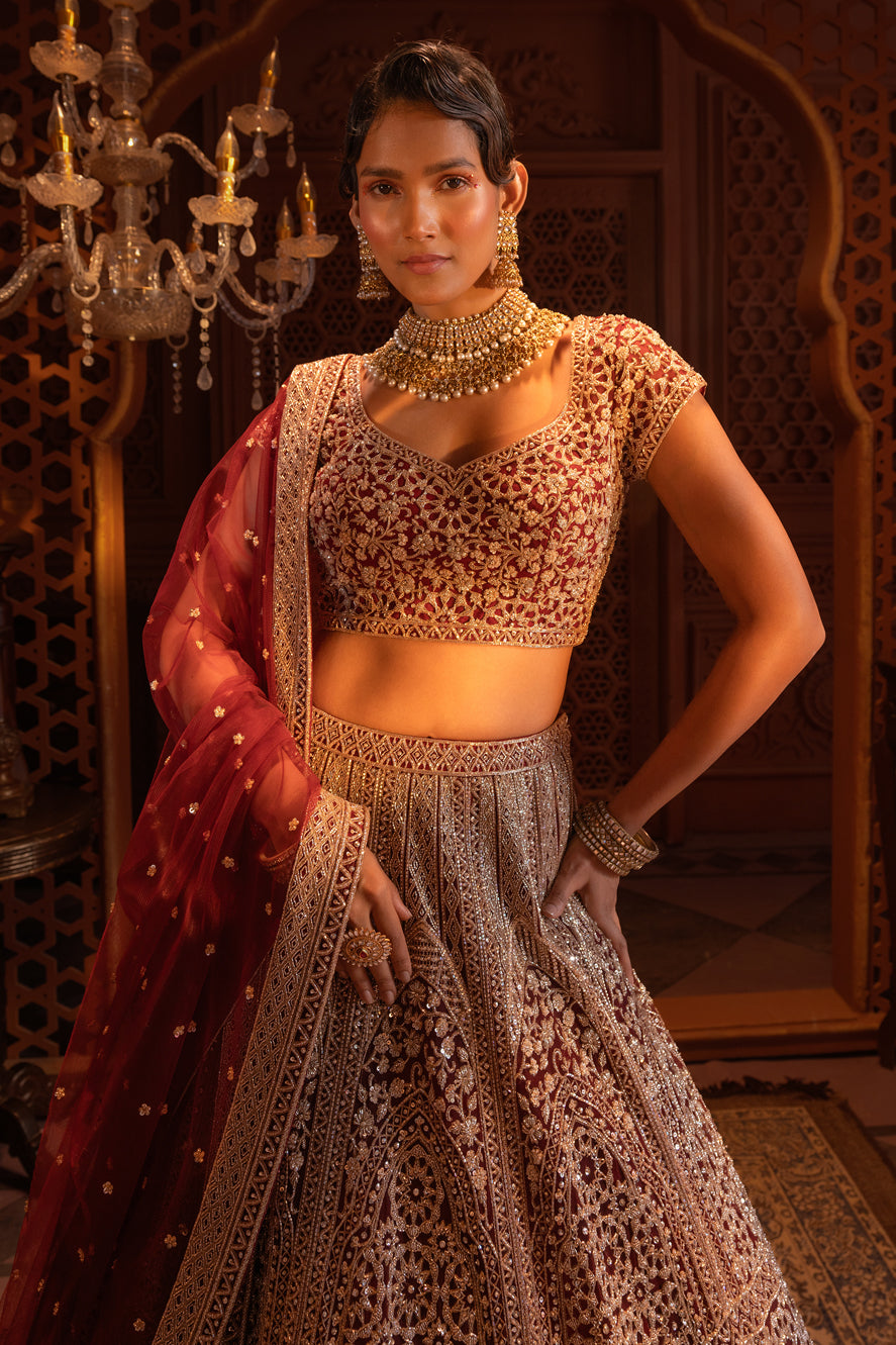 MAROON BRIDAL LEHENGA