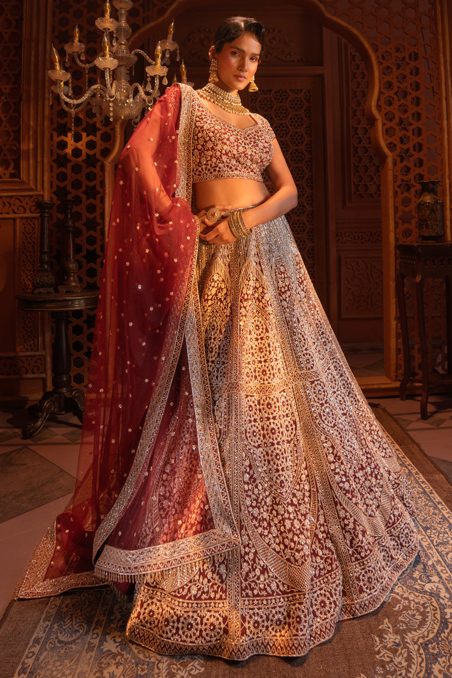 MAROON BRIDAL LEHENGA