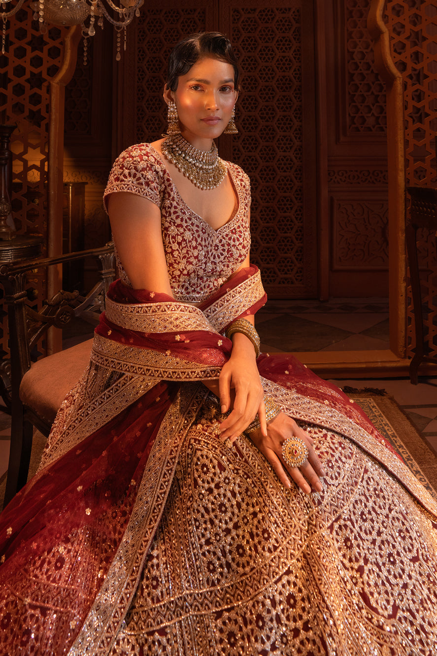 MAROON BRIDAL LEHENGA