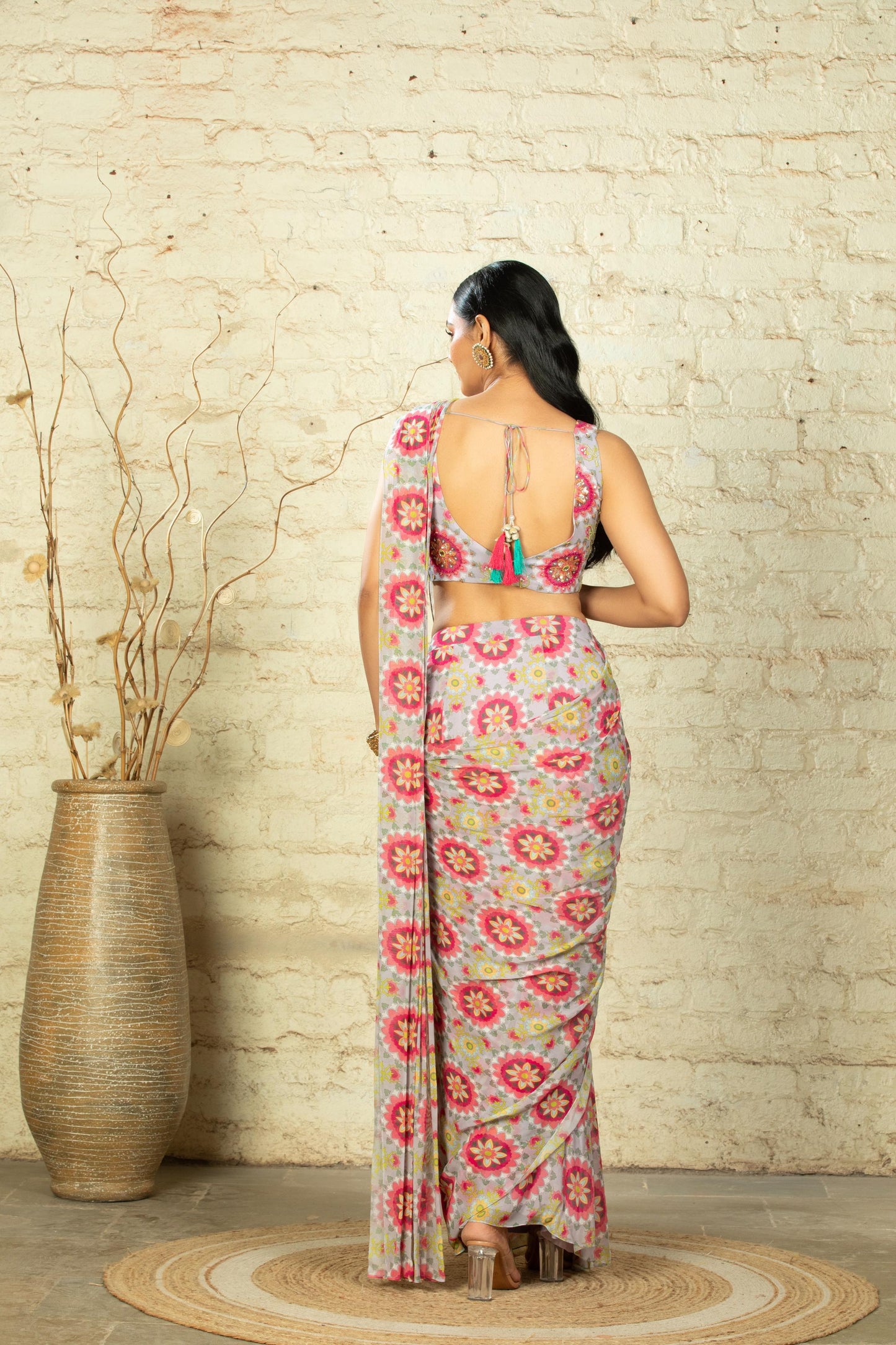 JANNAT LILAC PRE-STITCHED SAREE & BLOUSE