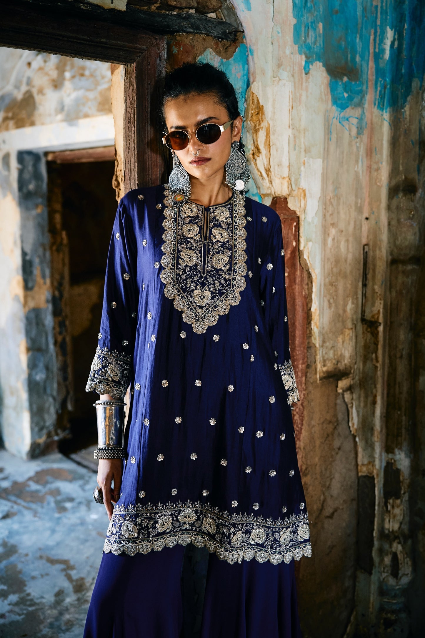 EMBROIDERED TUINC WITH DUPATTA AND SHARARA