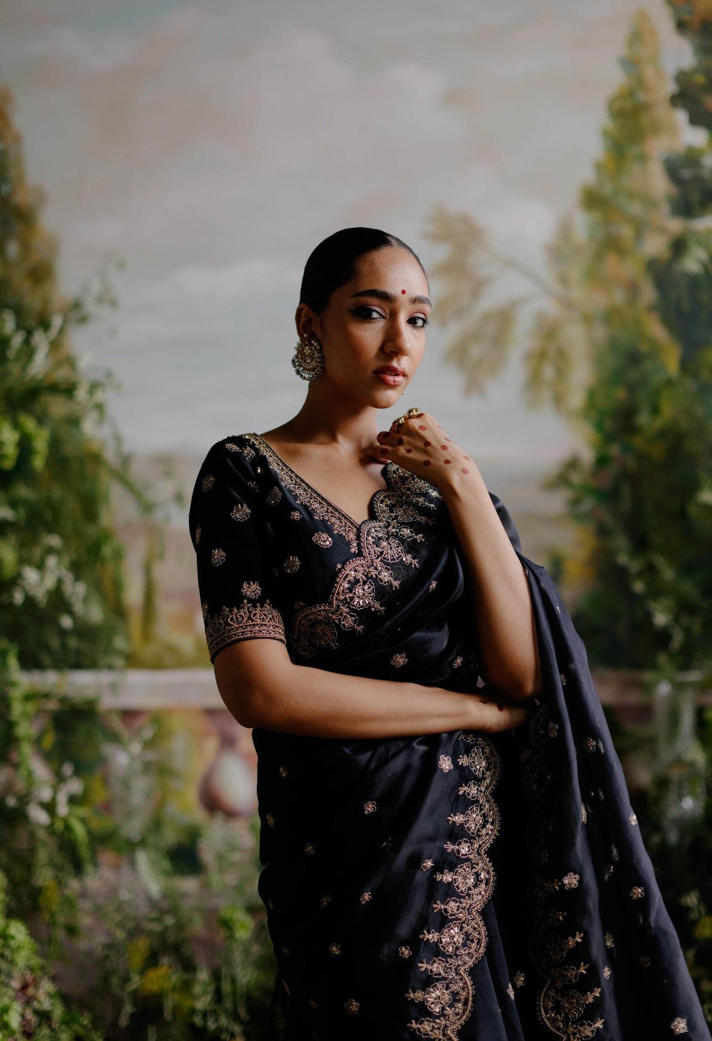BLACK ORGANZA SAREE SET