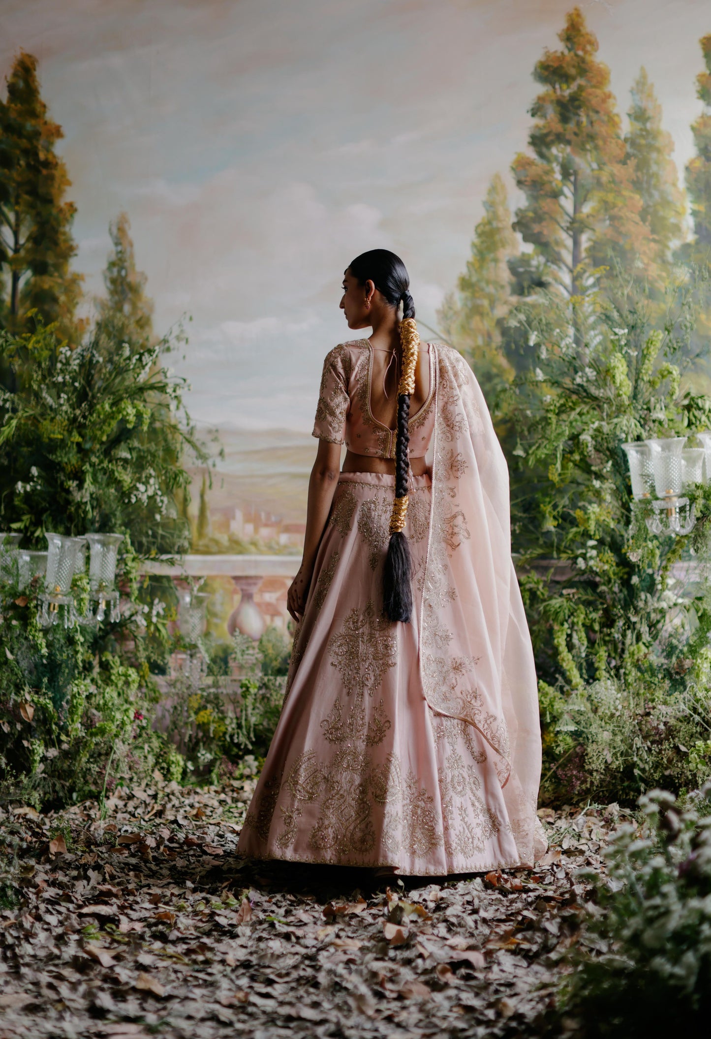 BLUSH PINK CHANDERI LEHENGA SET
