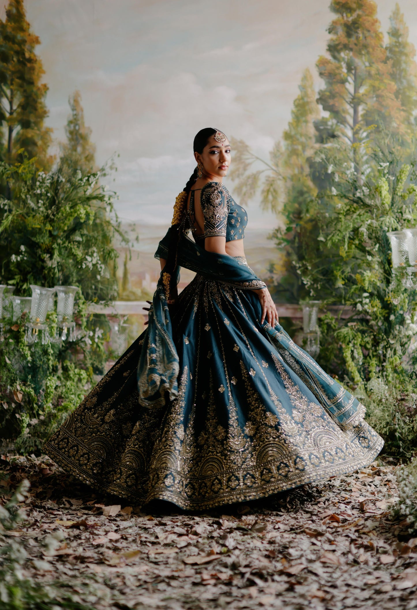 DARK GREEN LEHENGA SET