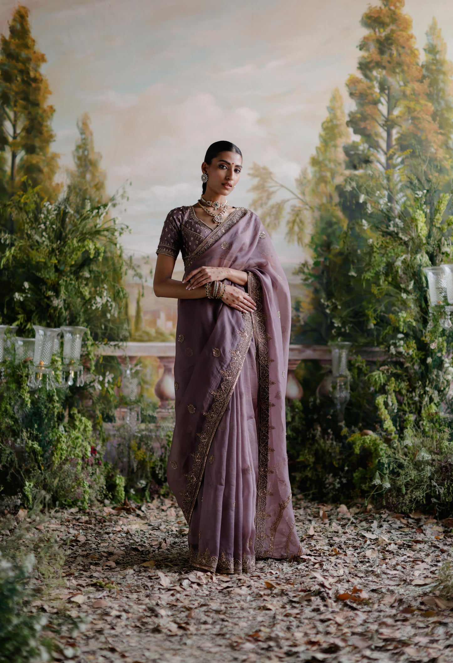 ANTIQUE VIOLET SAREE SET
