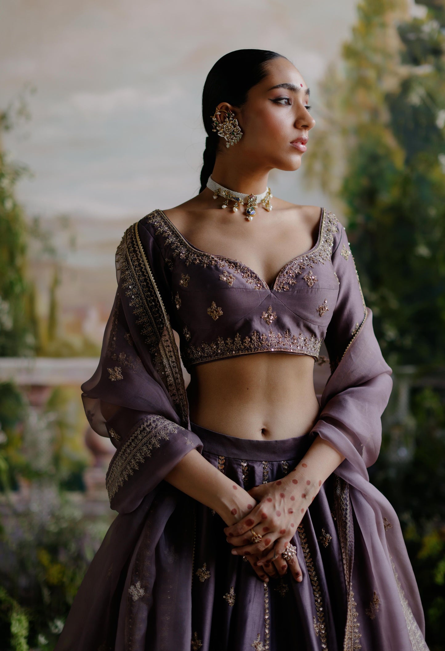 ANTIQUE VIOLET LEHENGA SET