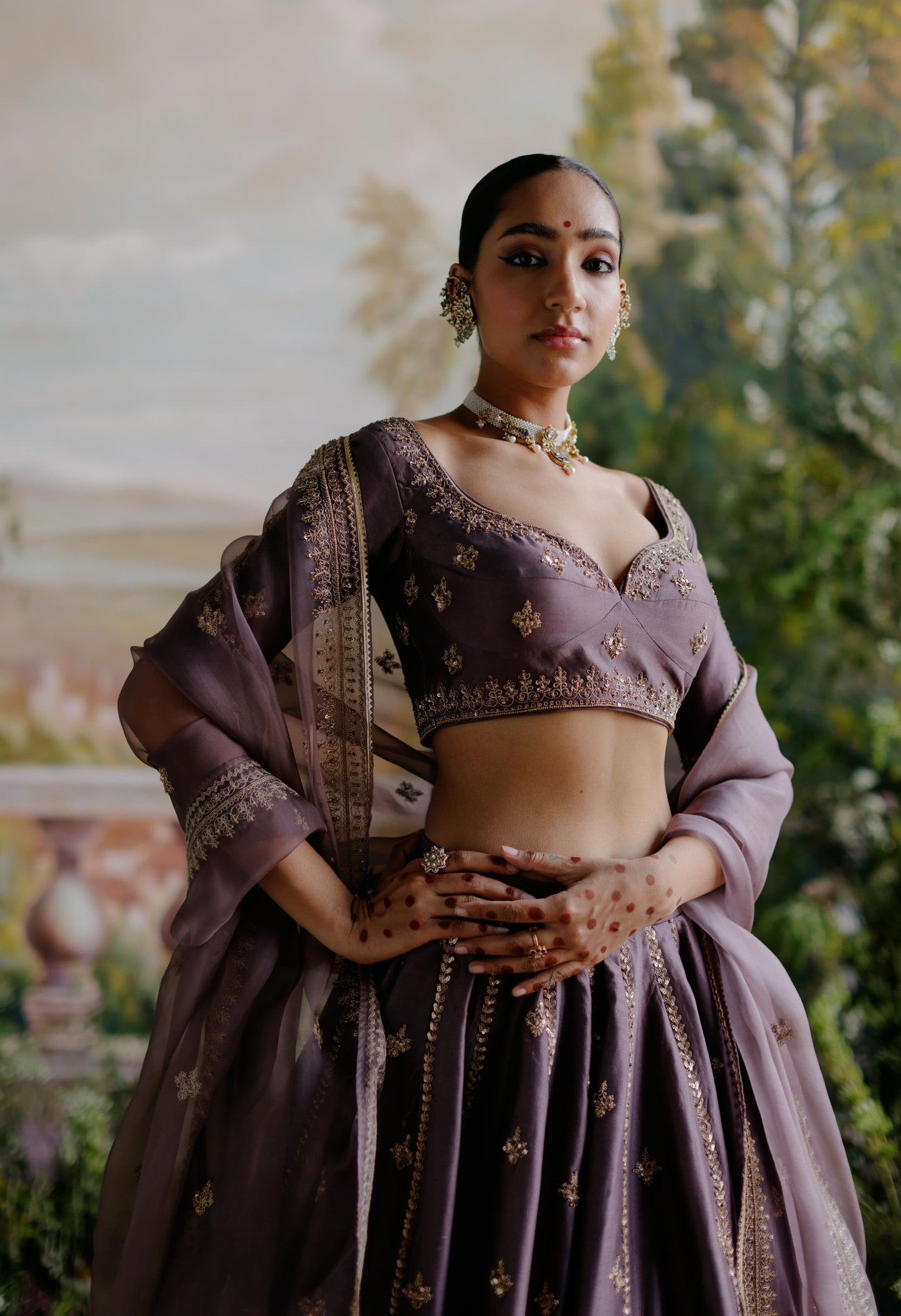 ANTIQUE VIOLET LEHENGA SET
