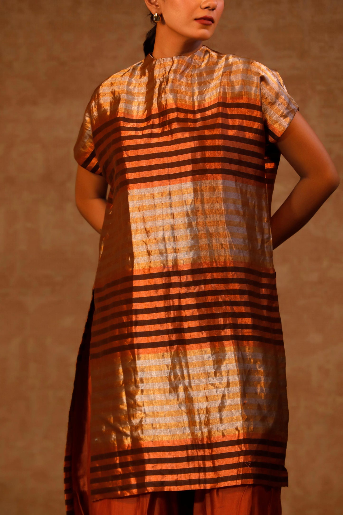 DHUN ZARI STRIPE DROP SHOULDER KURTA SET