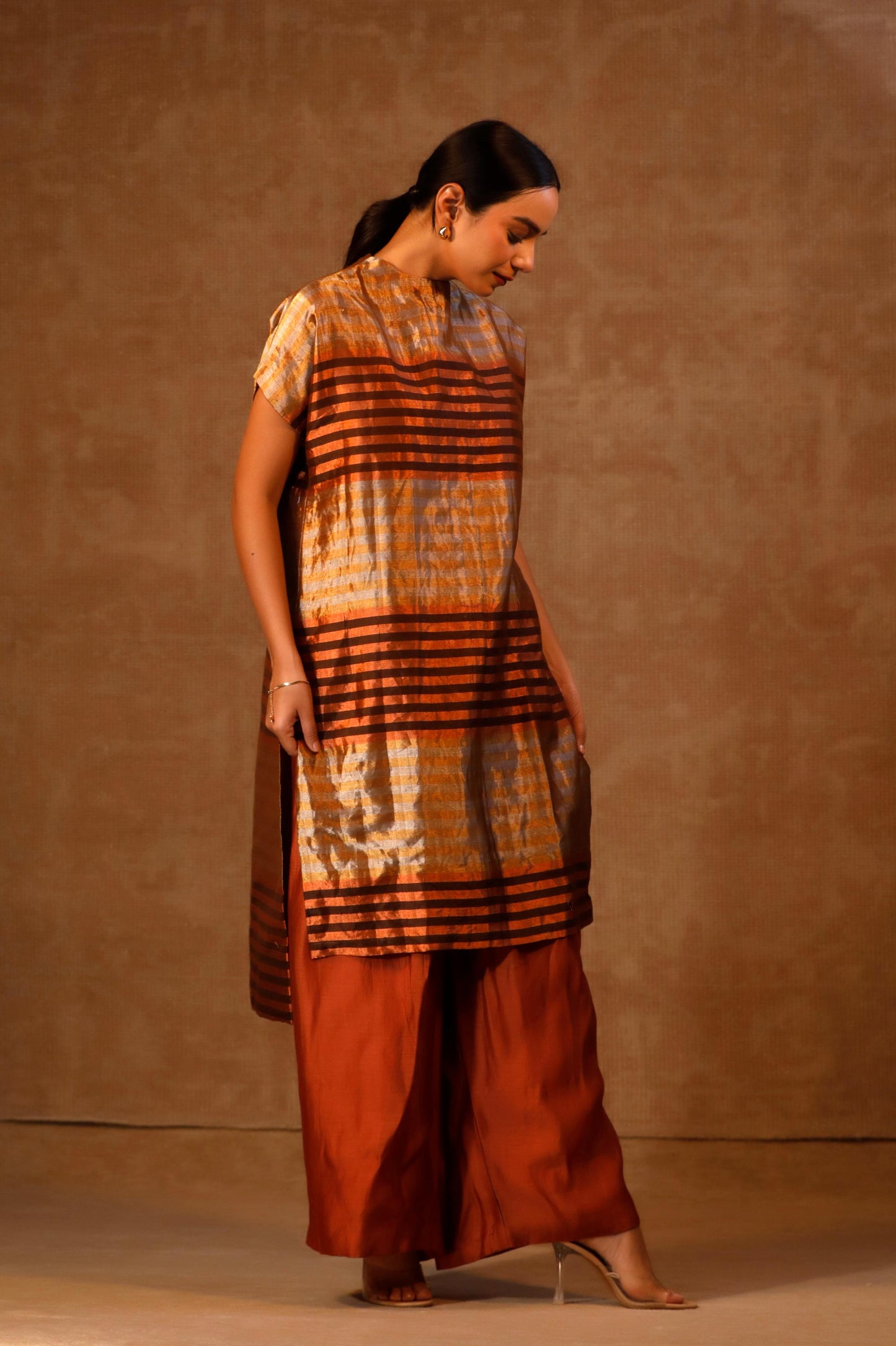 DHUN ZARI STRIPE DROP SHOULDER KURTA SET