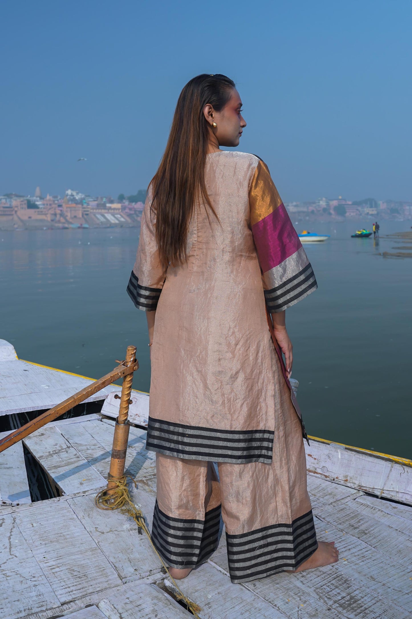 DHUN ZARI STRIPED PATCH KURTA SET