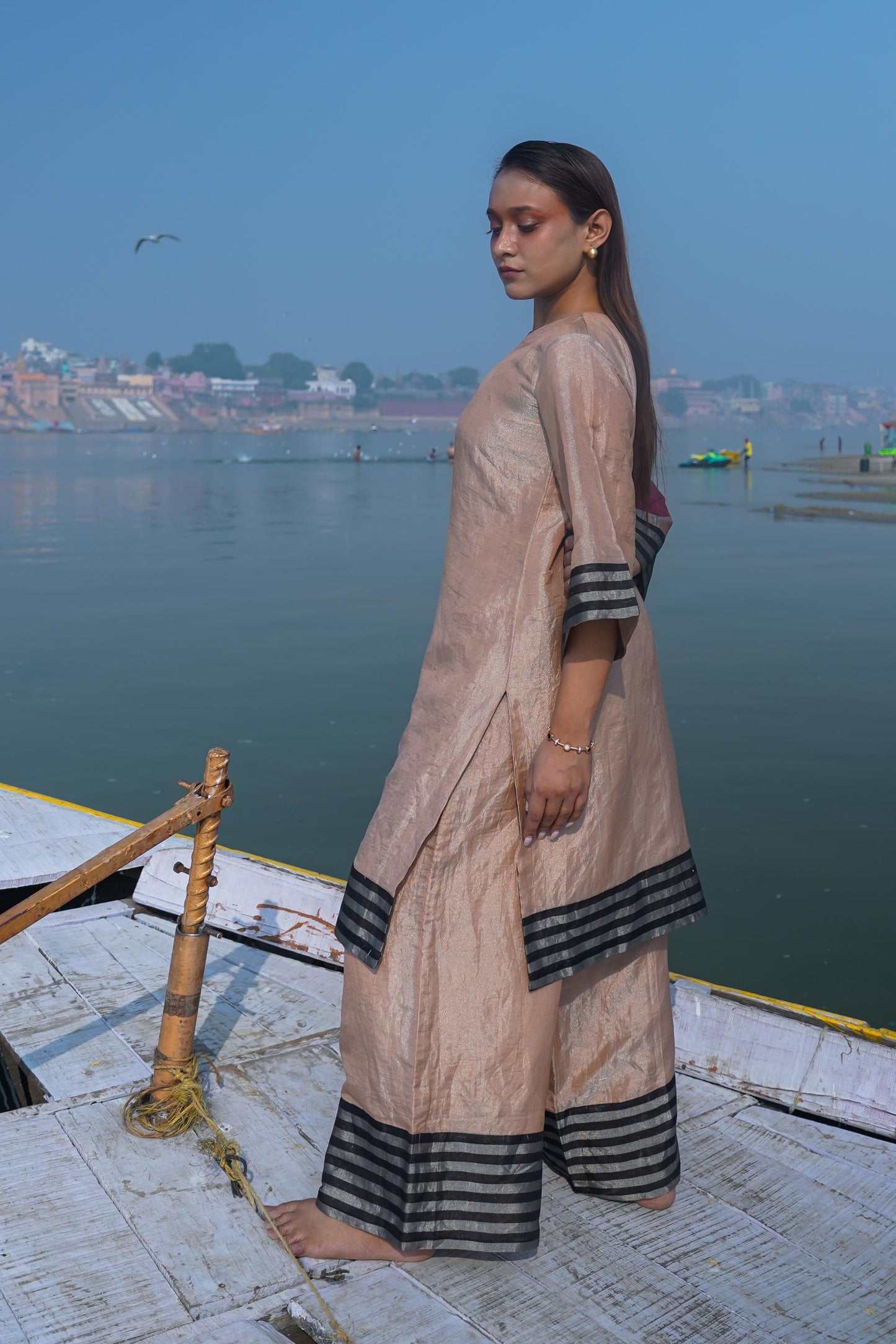 DHUN ZARI STRIPED PATCH KURTA SET