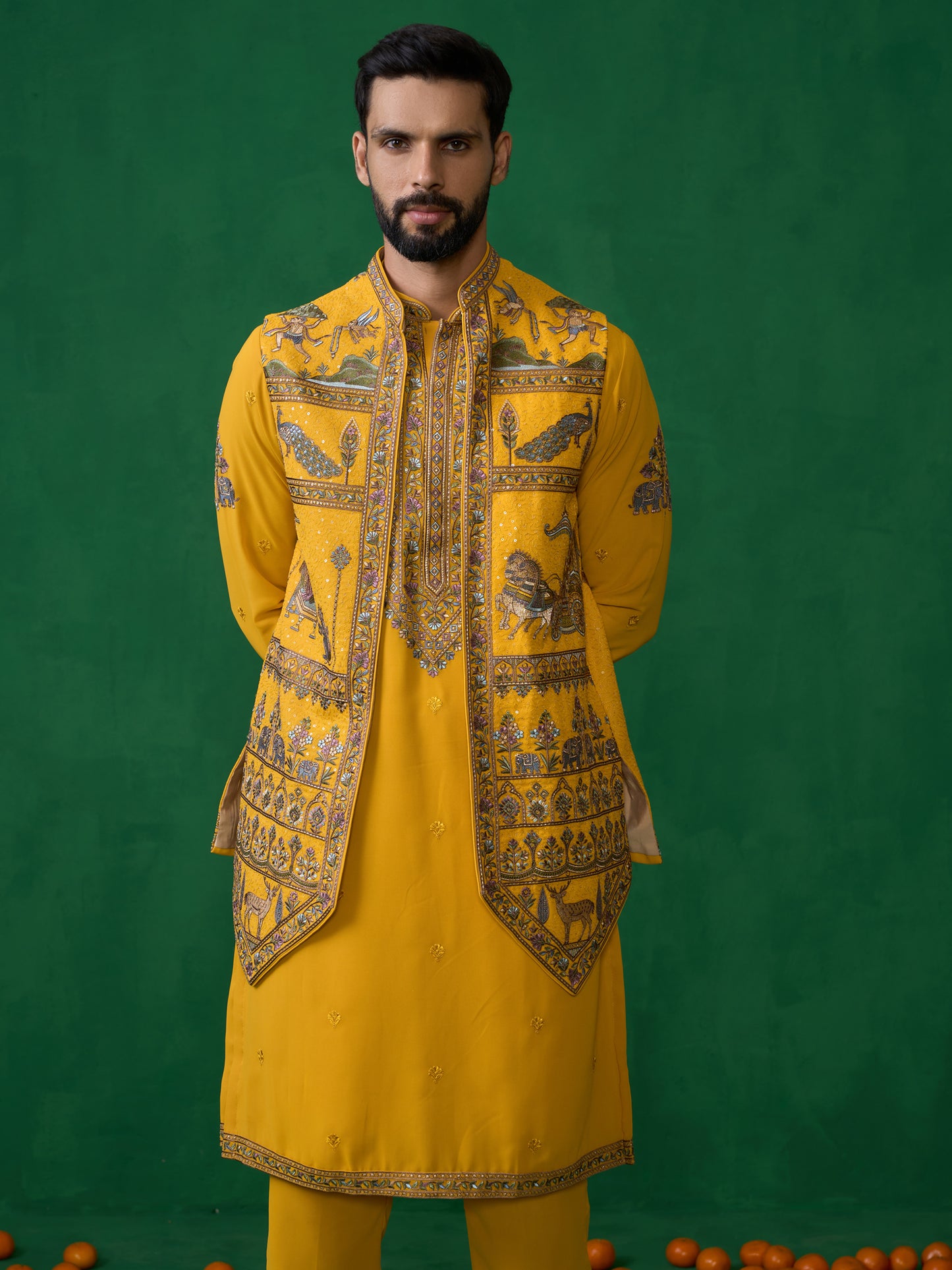 RAMAYAN HALDI KURTA JACKET SET