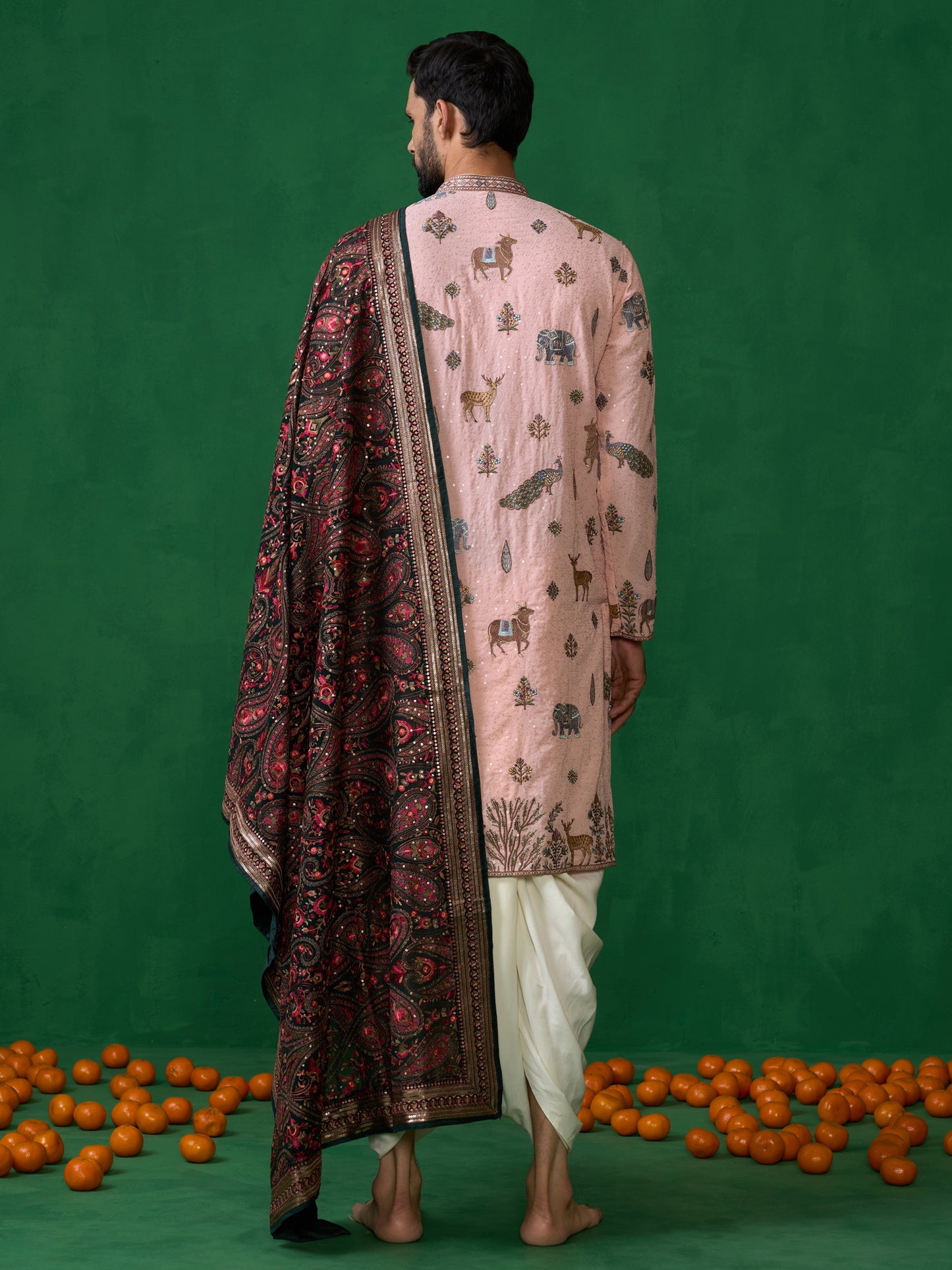 PICHWAI PINK DHOTI KURTA SET