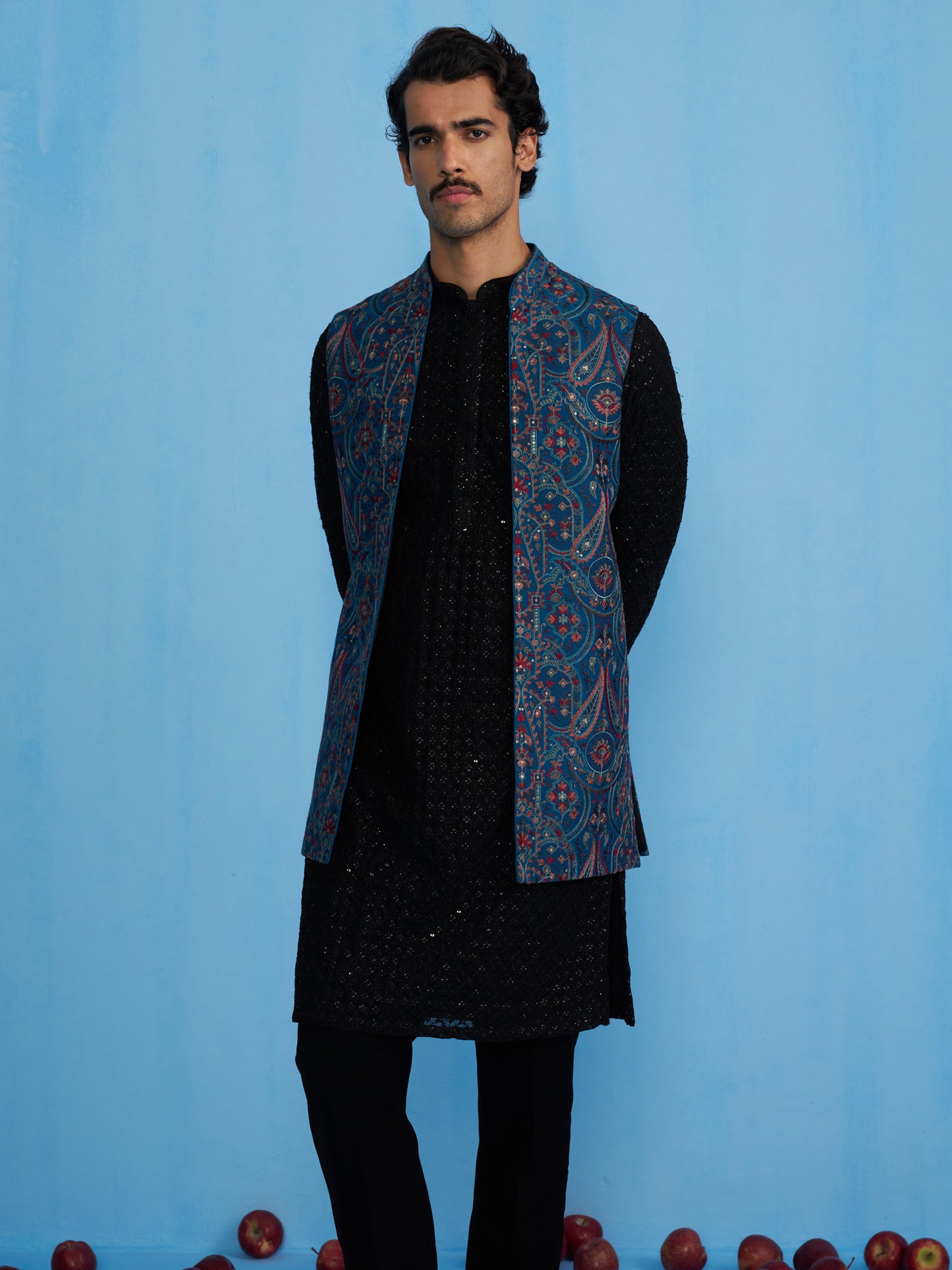 KASHMIRI BLUE KURTA JACKET SET