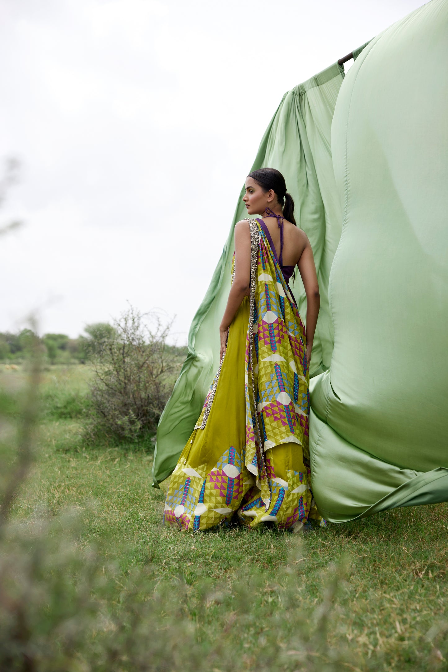 GREEN LEHANGA SET