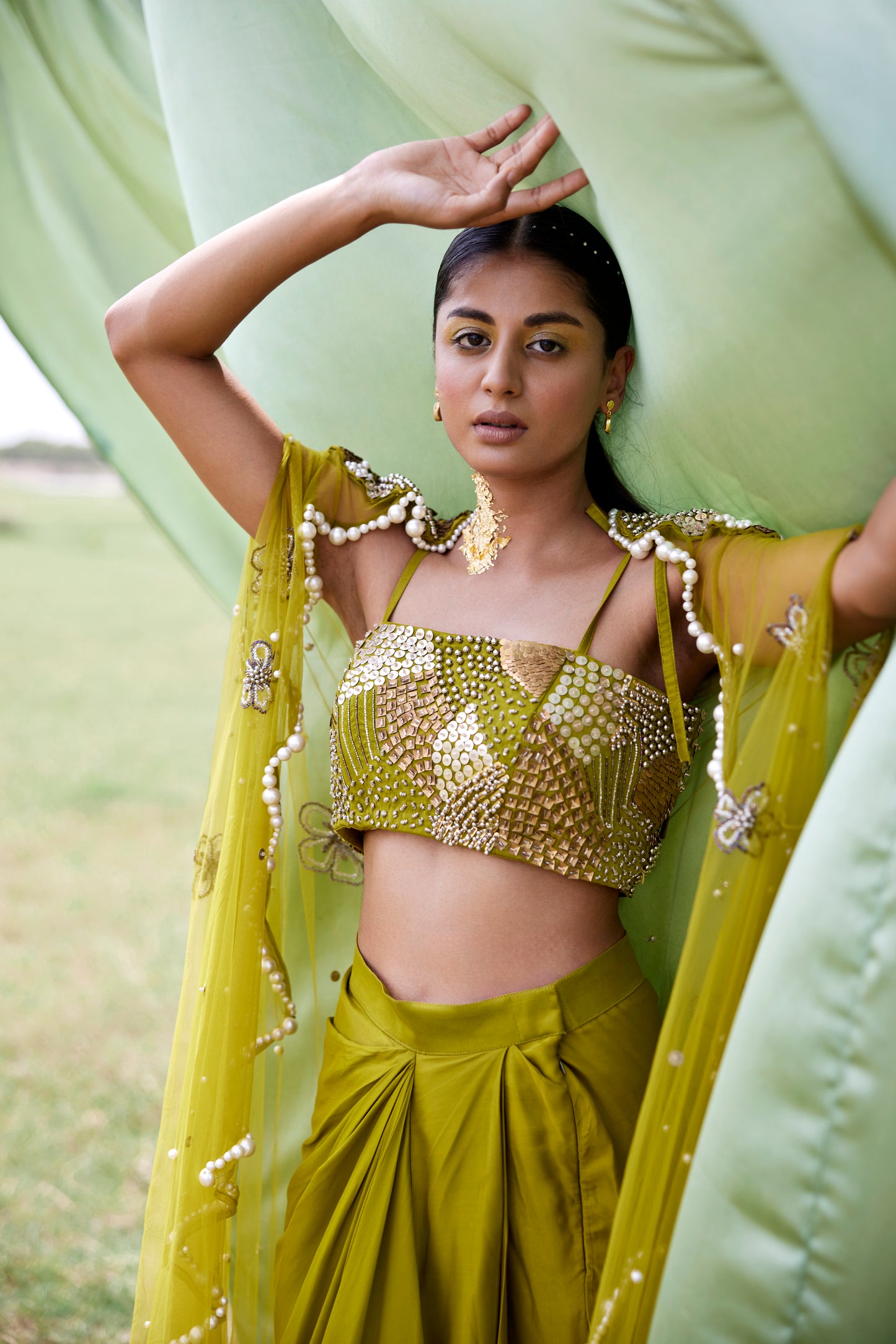GREEN SKIRT SET