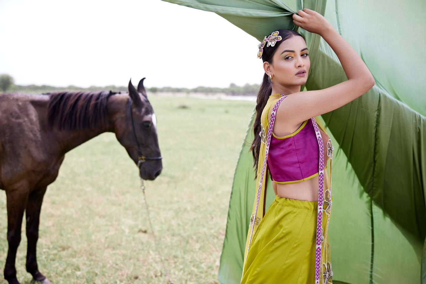 GREEN LEHANGA SET