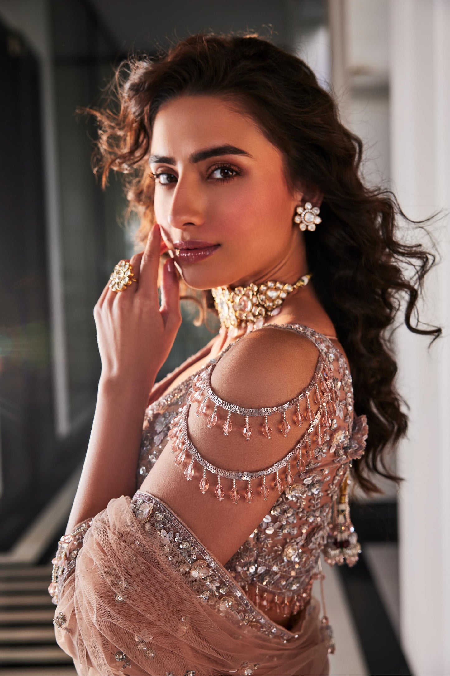 DUSTY BROWN EMBROIDERED LEHENGA SET