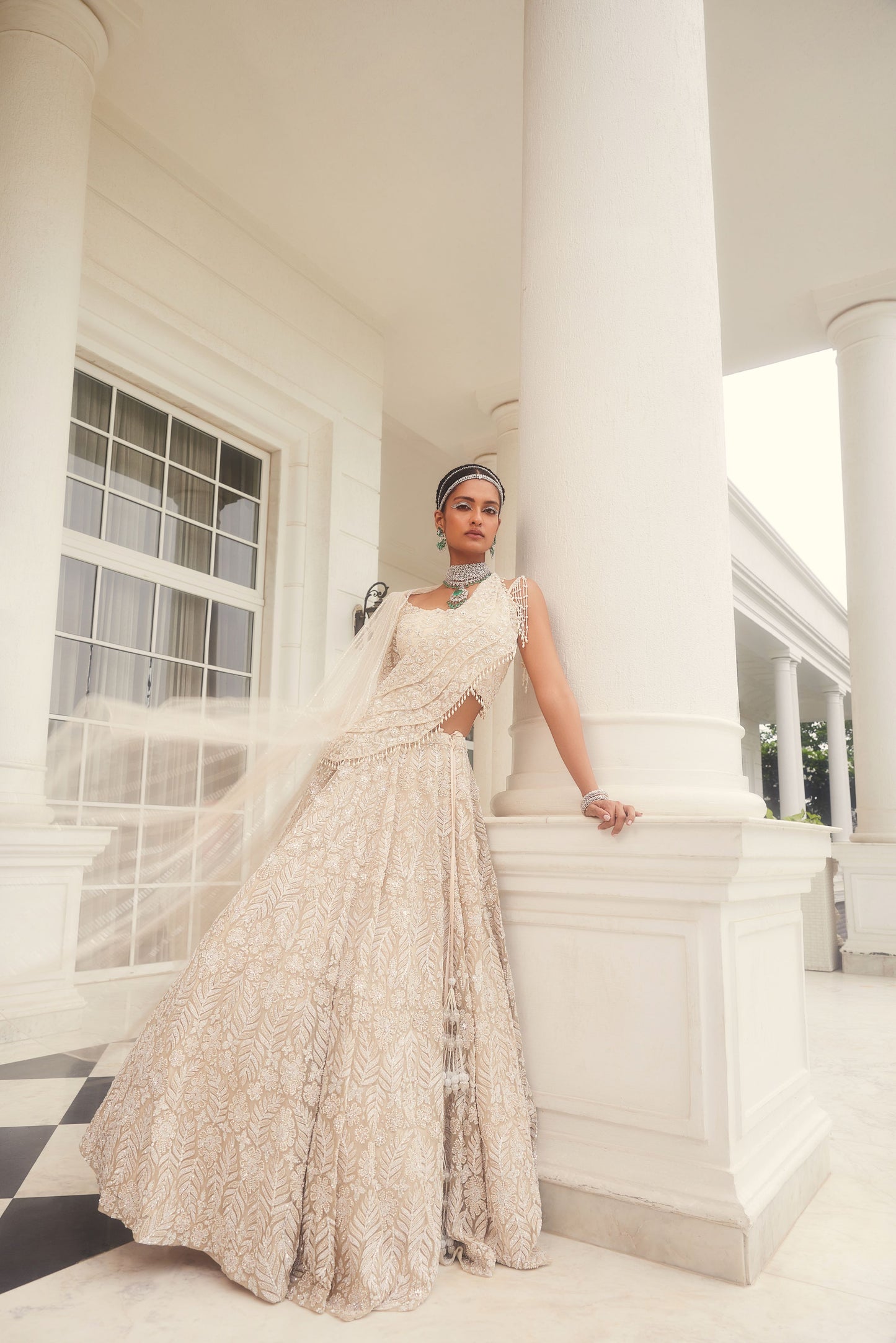 EMMA IVORY EMBROIDERED LEHENGA
