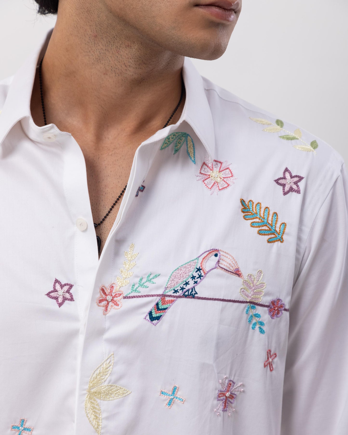 FLAMINGO - HAND EMBROIDERED DESIGNER SHIRT