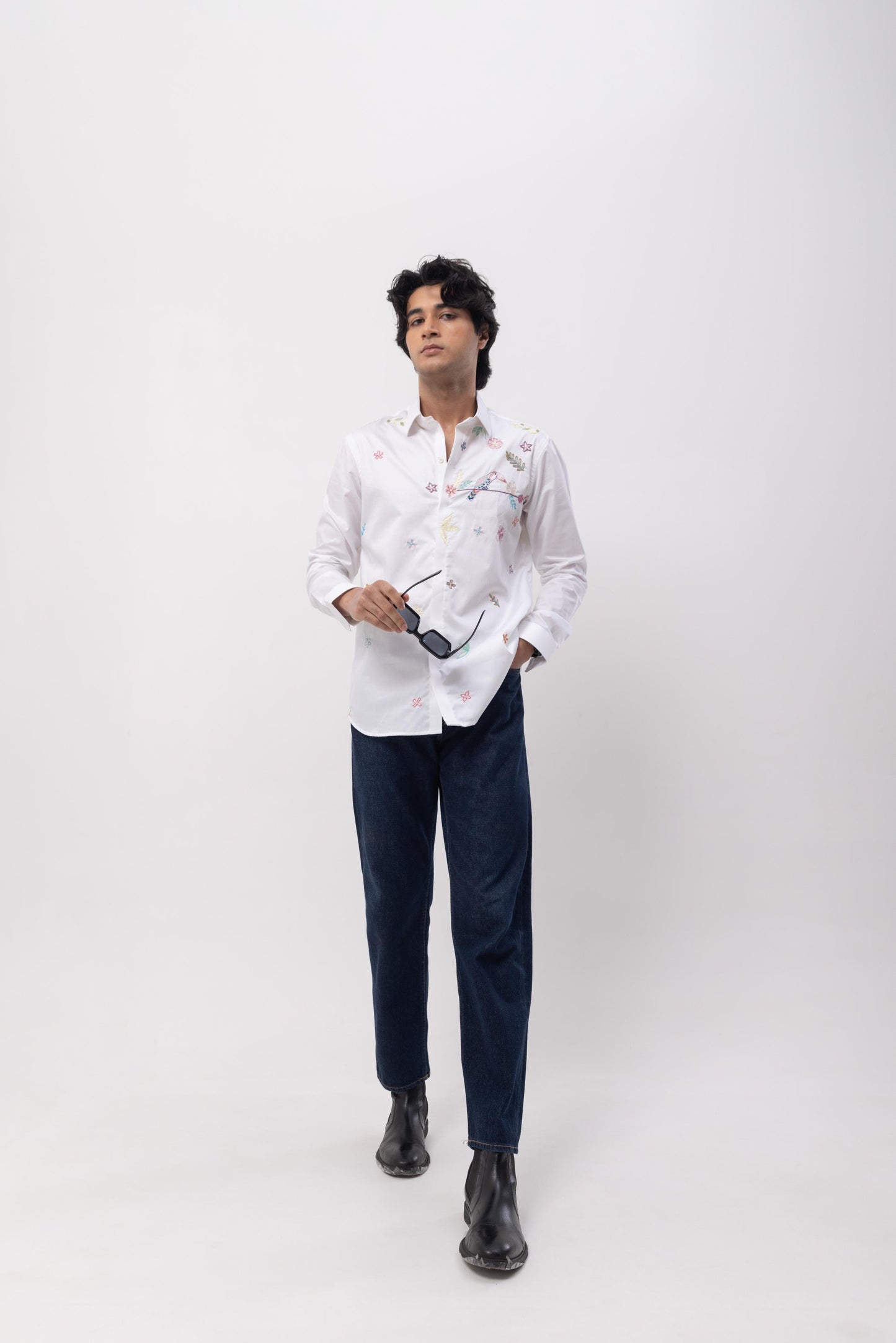 FLAMINGO - HAND EMBROIDERED DESIGNER SHIRT