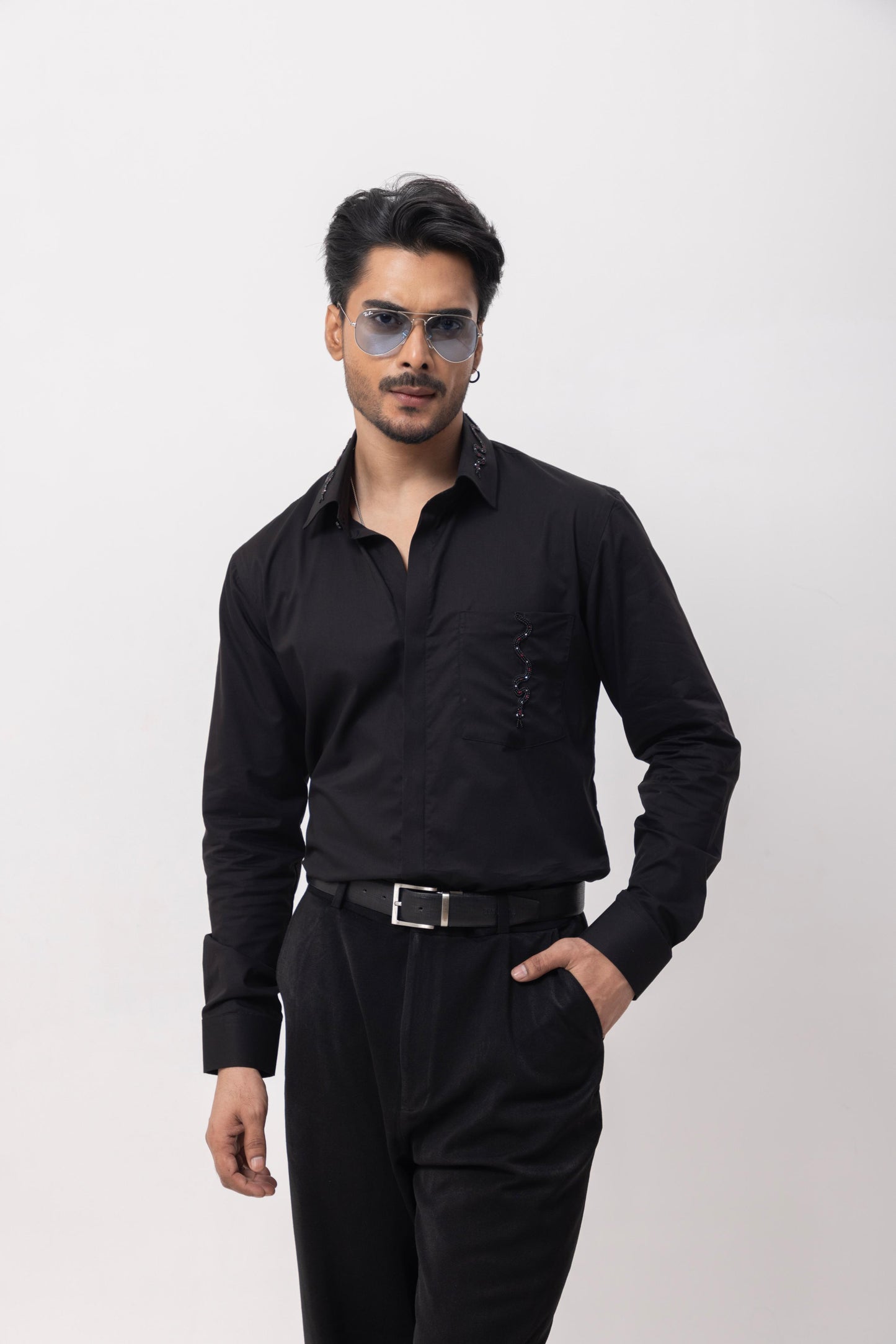 3 SNAKE - HAND EMBROIDERED DESIGNER SHIRT
