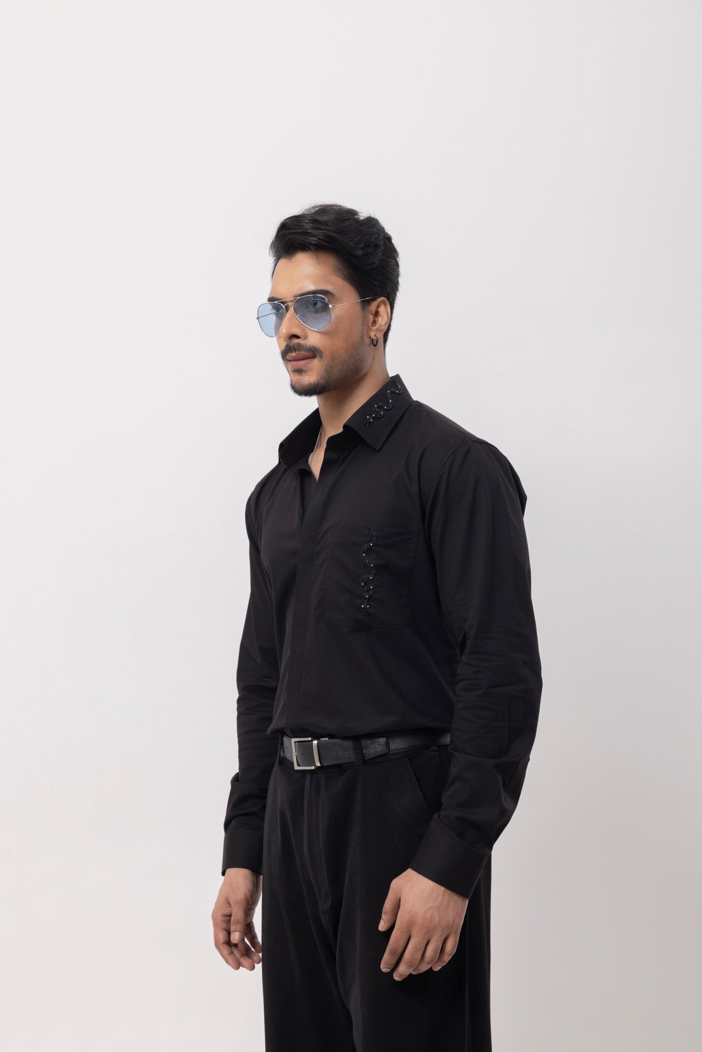 3 SNAKE - HAND EMBROIDERED DESIGNER SHIRT