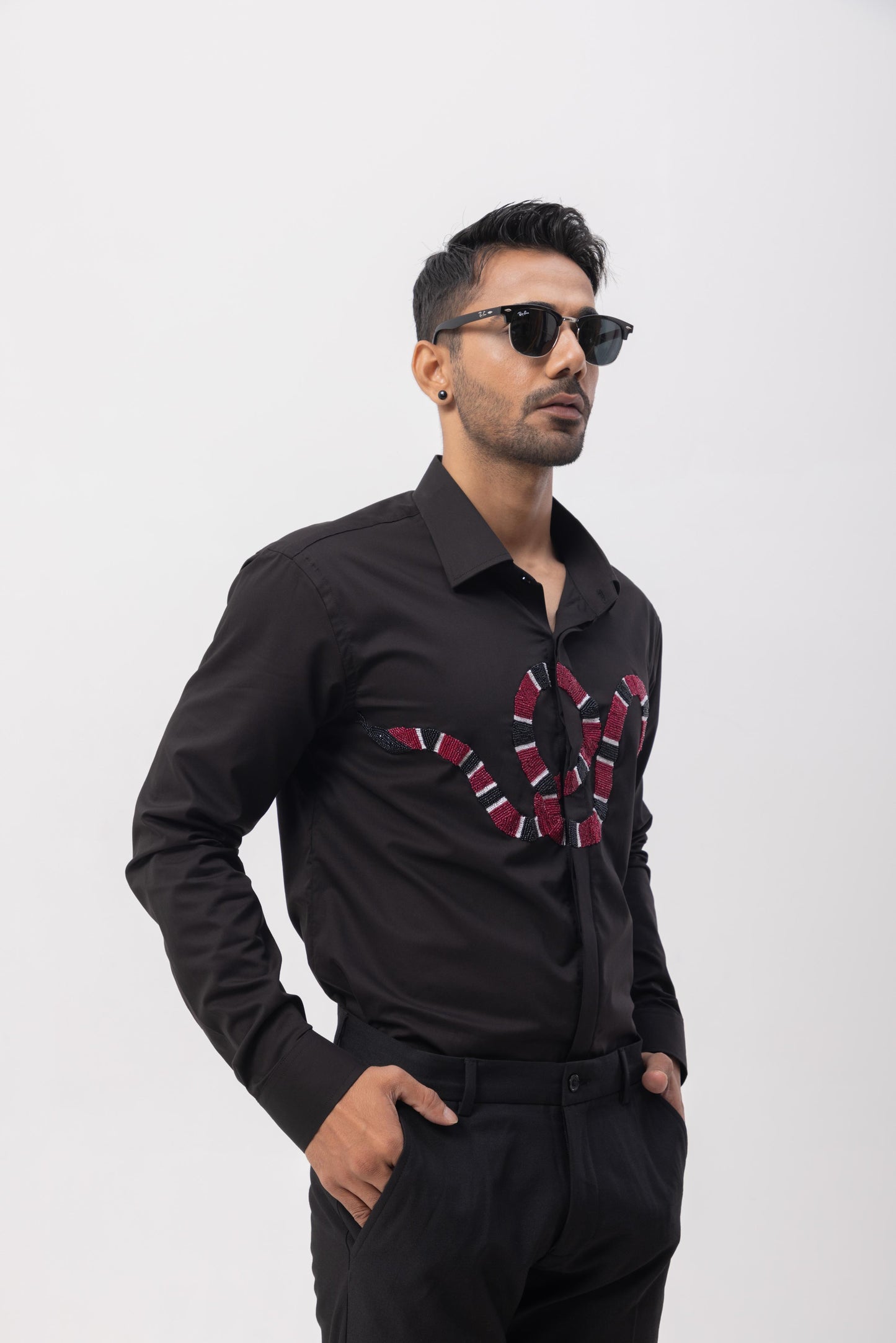 RED SNAKE - HAND EMBROIDERED DESIGNER SHIRT