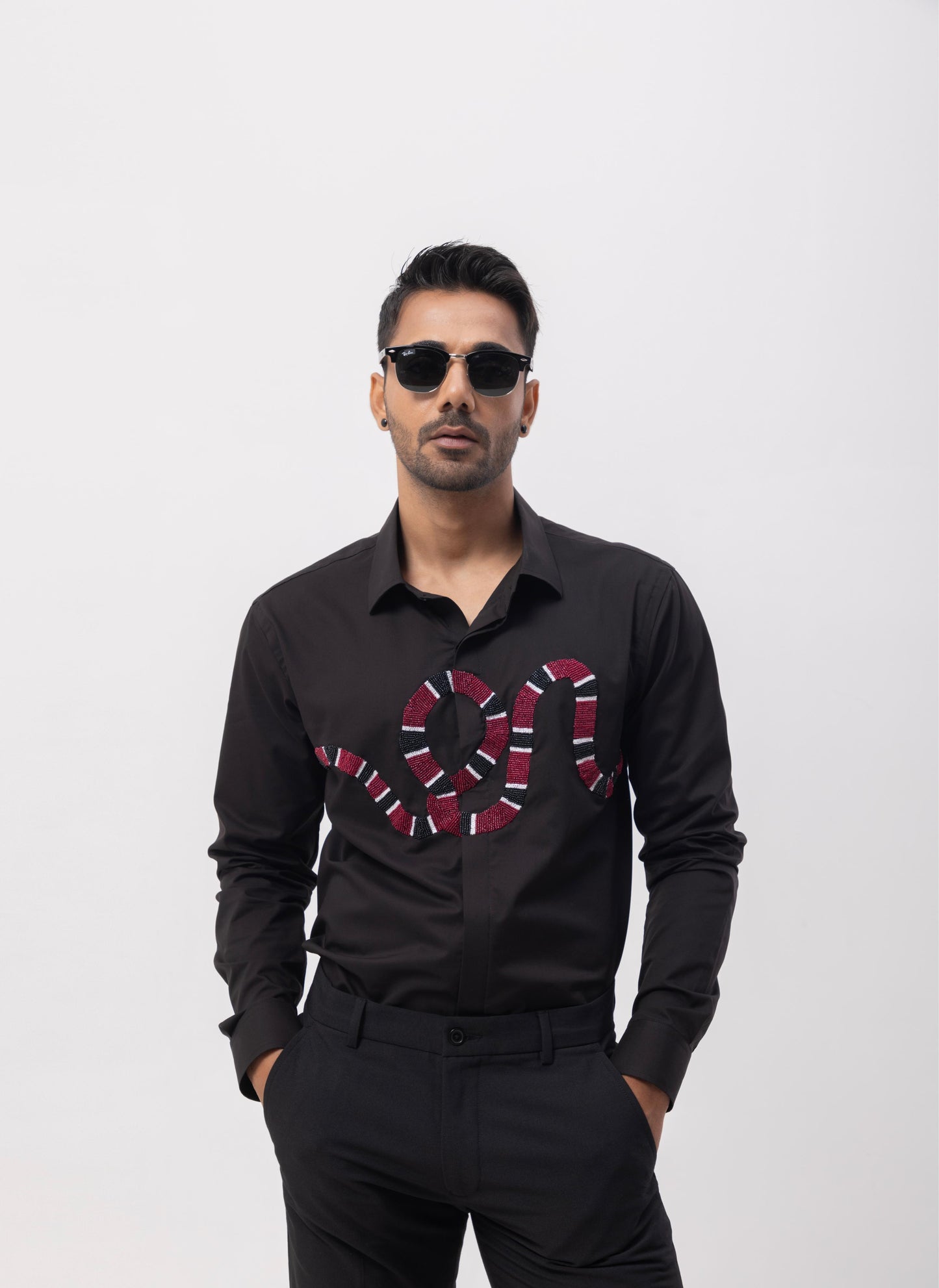 RED SNAKE - HAND EMBROIDERED DESIGNER SHIRT