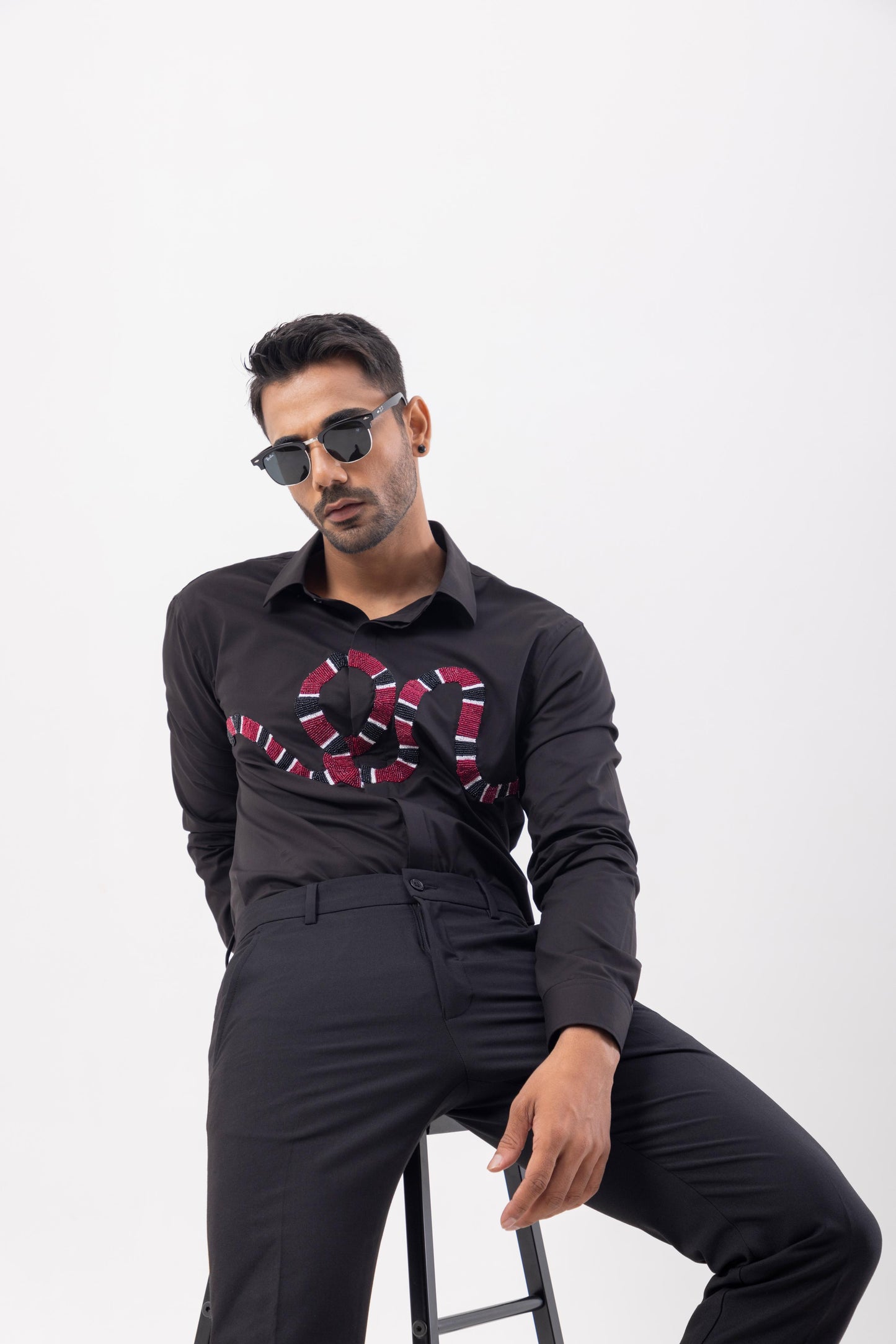 RED SNAKE - HAND EMBROIDERED DESIGNER SHIRT
