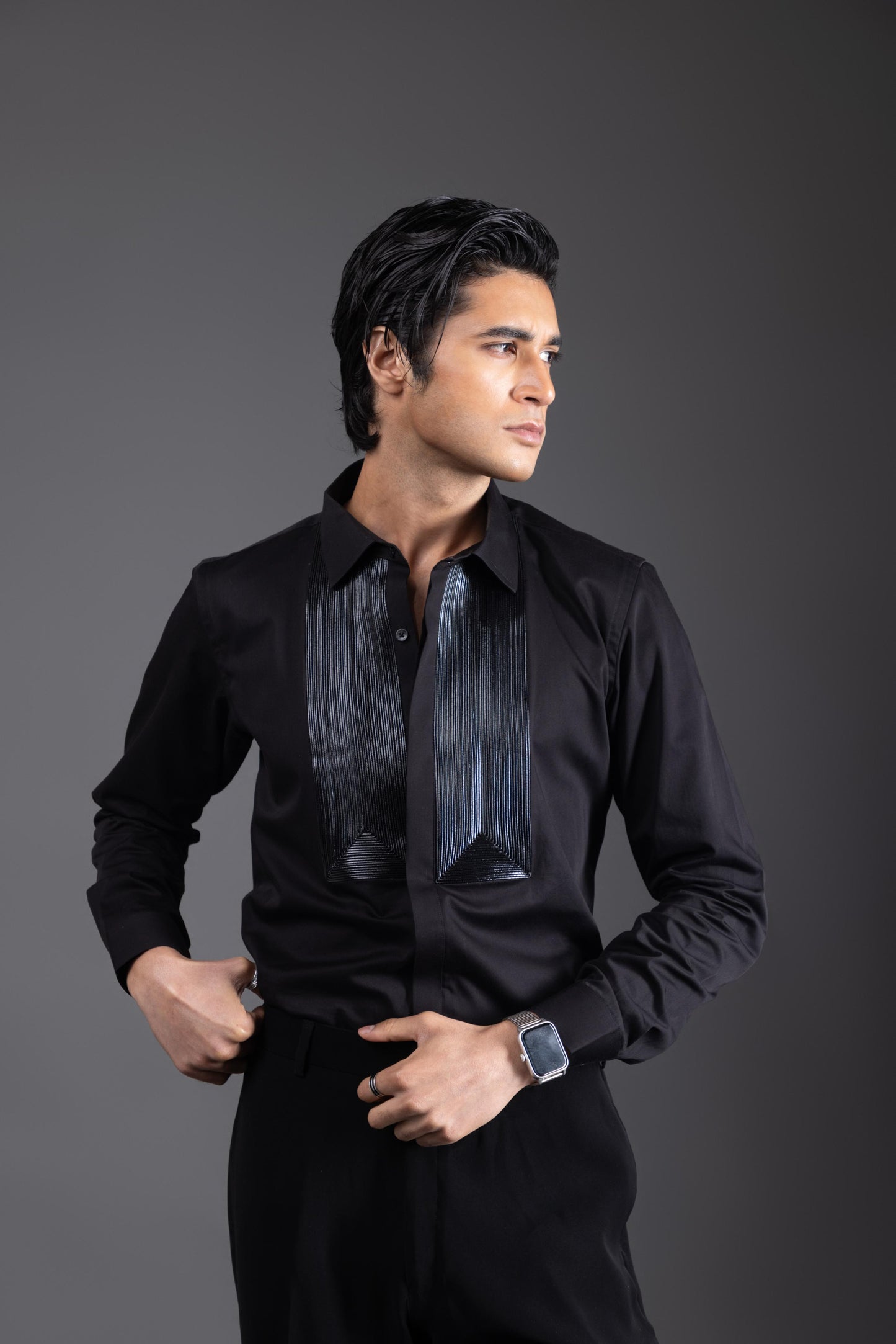 LEATHER - HAND EMBROIDERED DESIGNER SHIRT