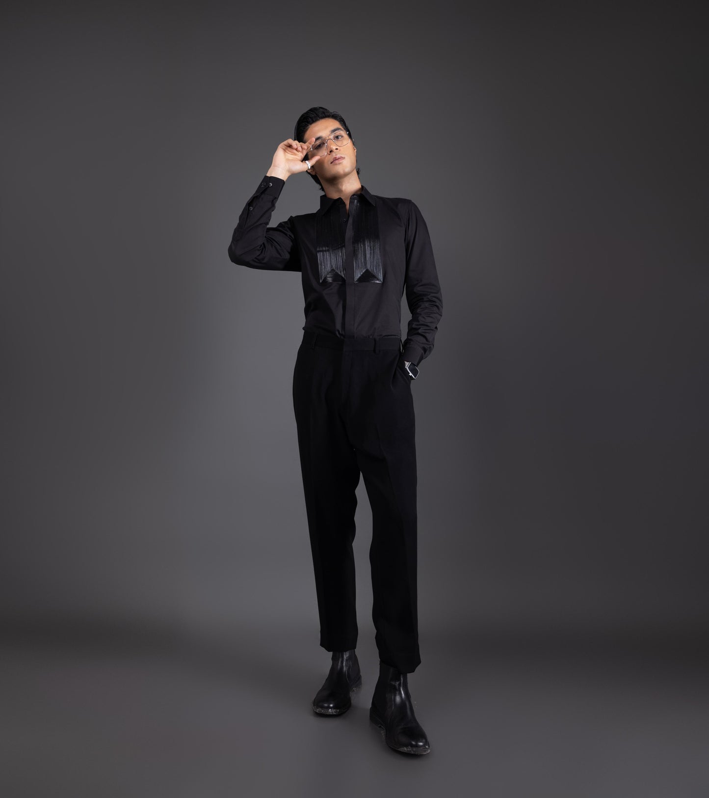 LEATHER - HAND EMBROIDERED DESIGNER SHIRT