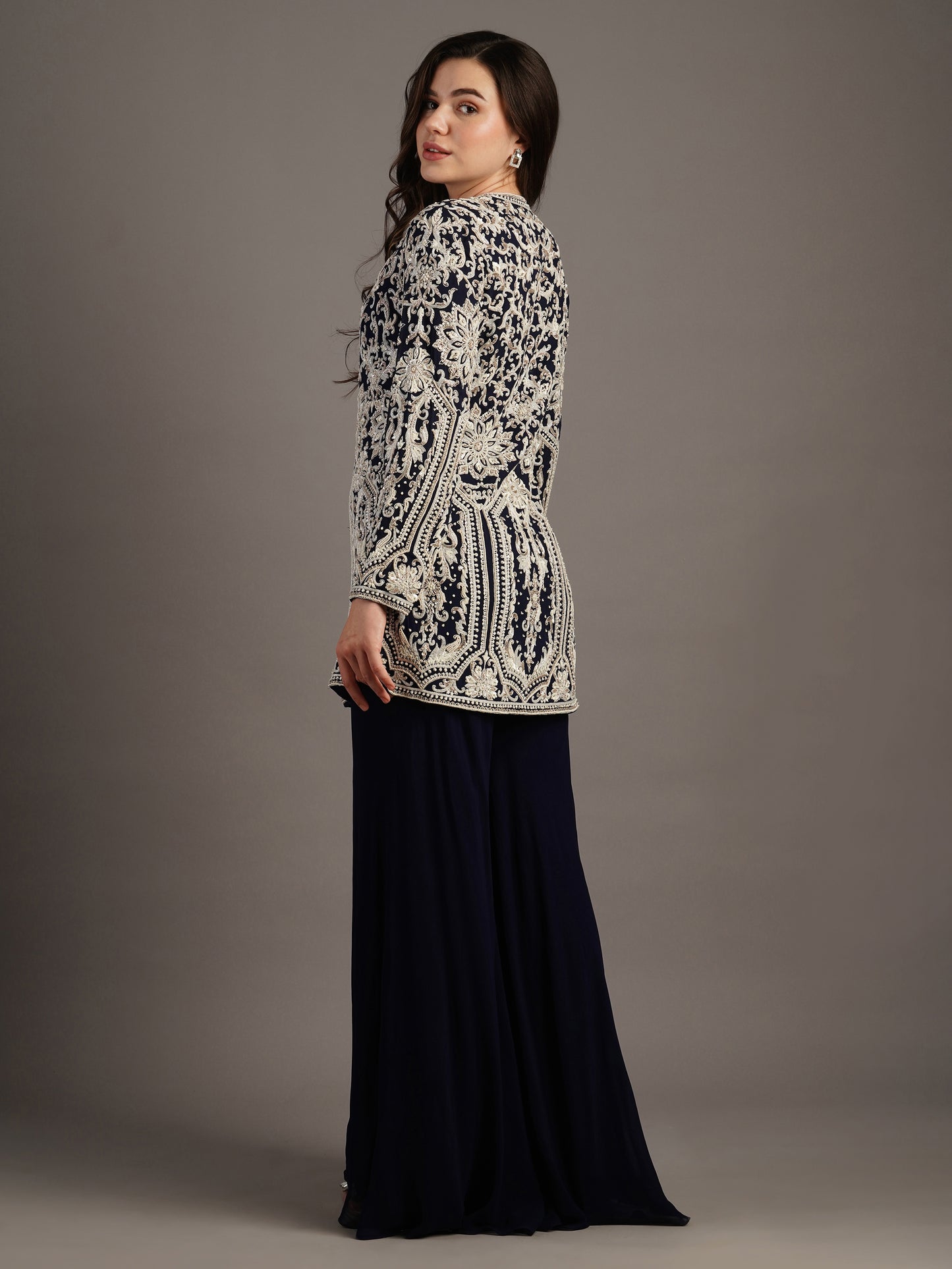 NAVY SHARARA SET