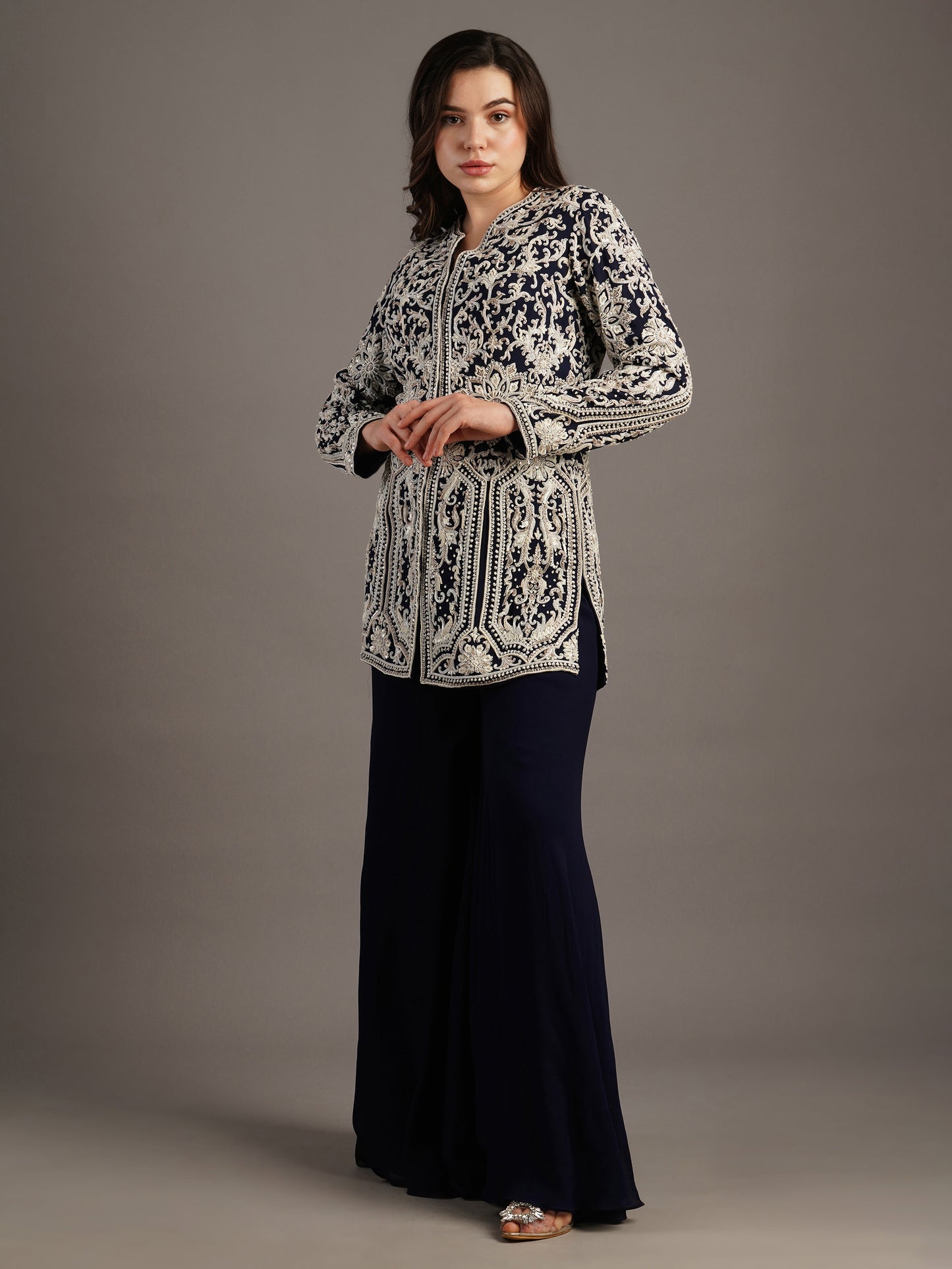 NAVY SHARARA SET