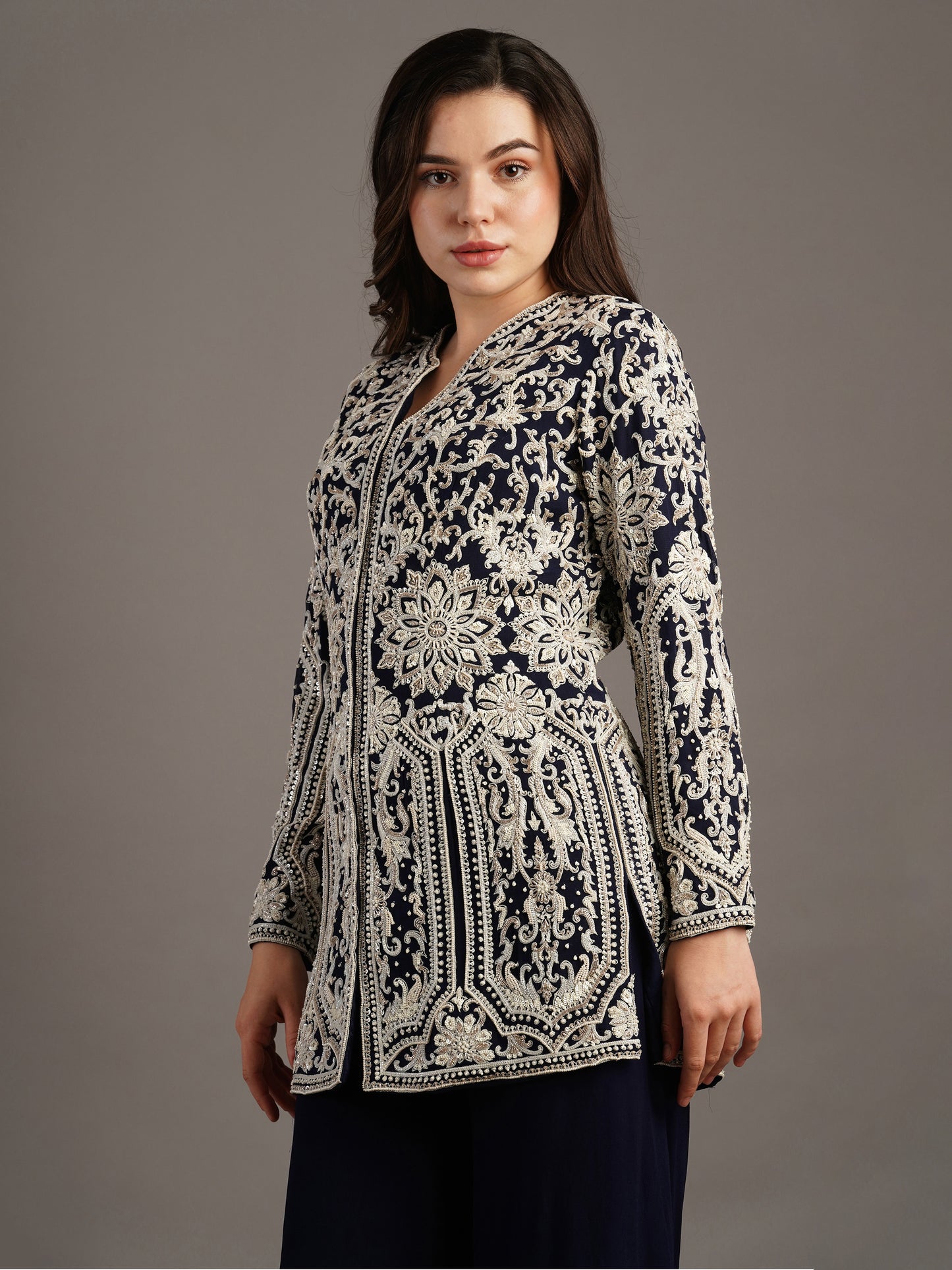 NAVY SHARARA SET