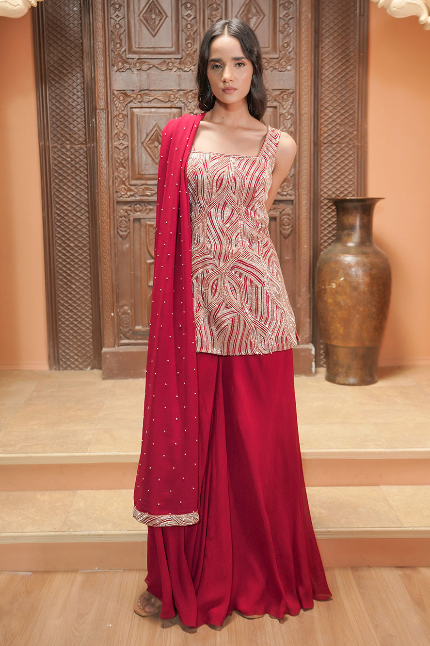 ALAMKARA RED KURTI SET