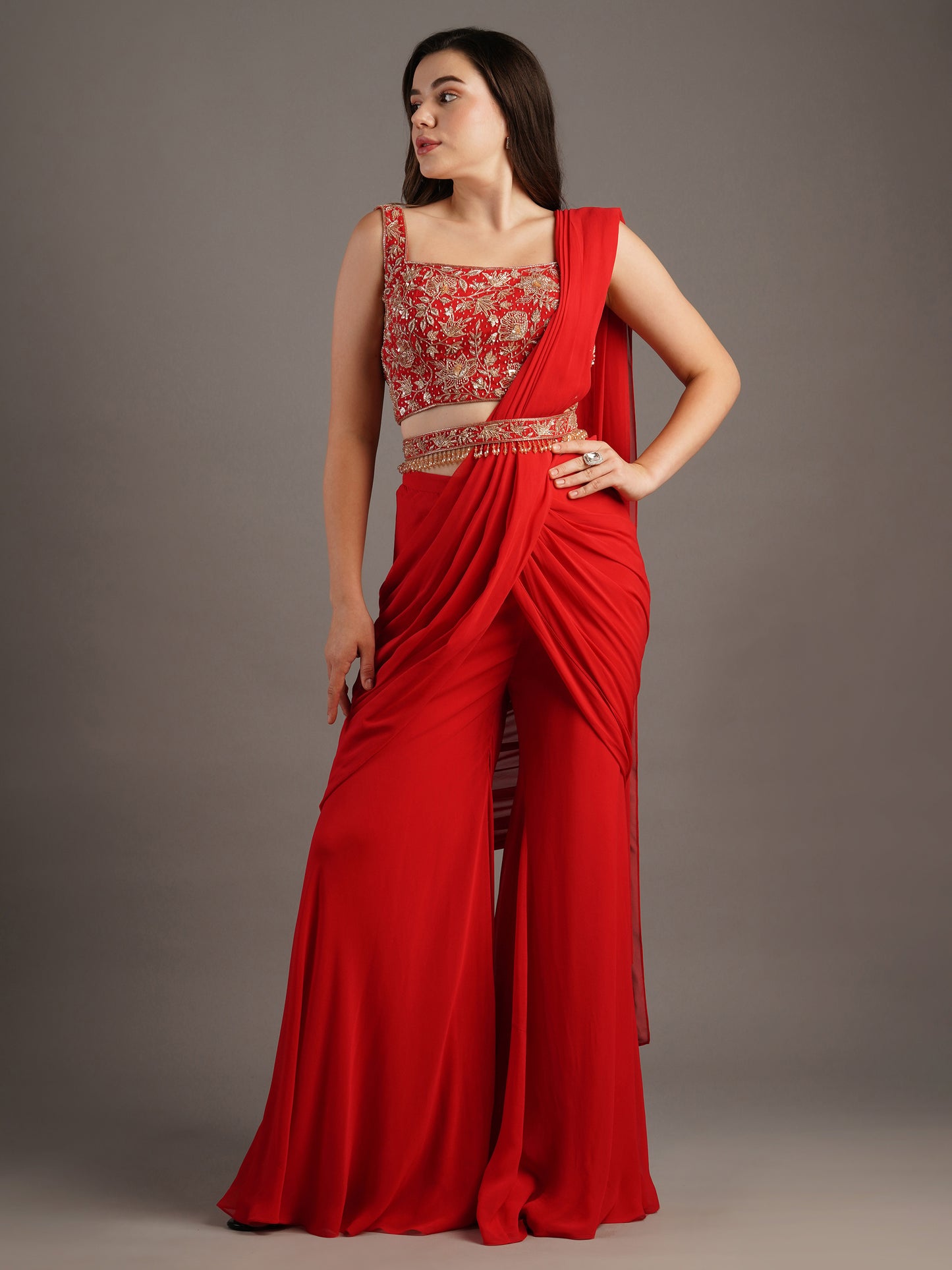 RED SHARARA SET