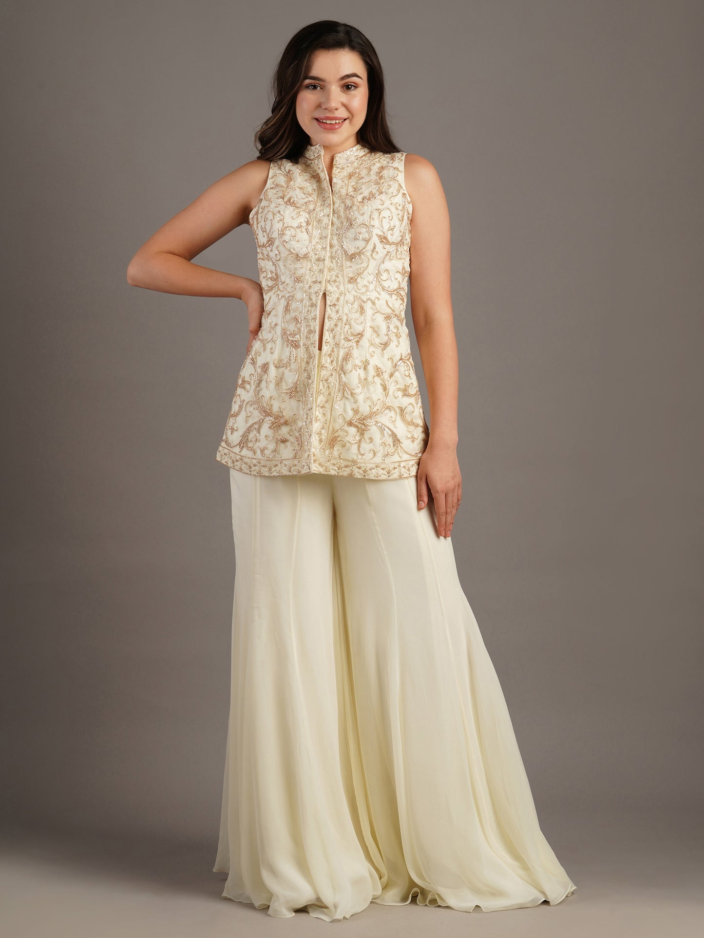 IVORY SHARARA SET